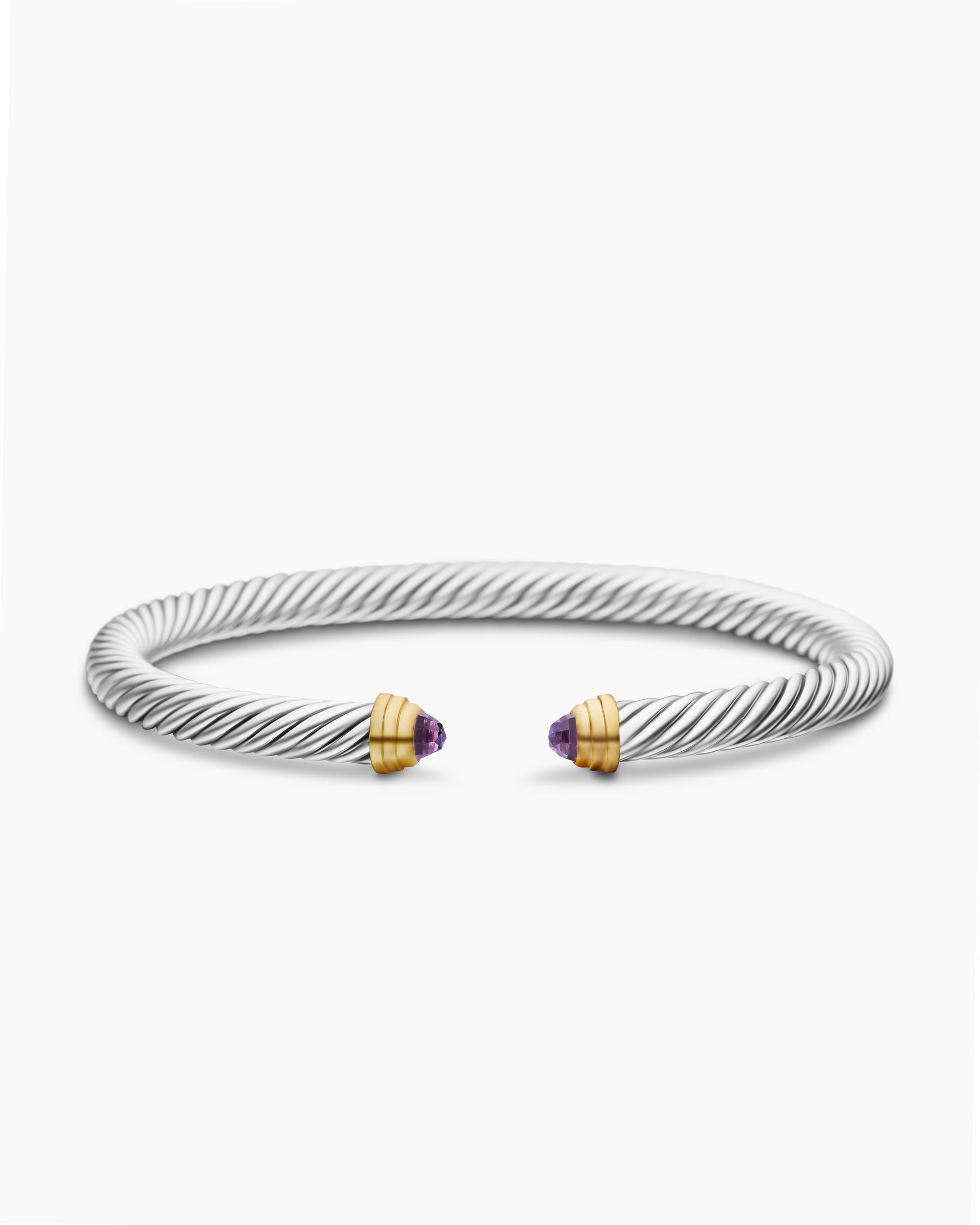 Classic Cable Bracelet in Sterling Silver with 14K Yellow Gold and Amethyst, 5mm - Image 4