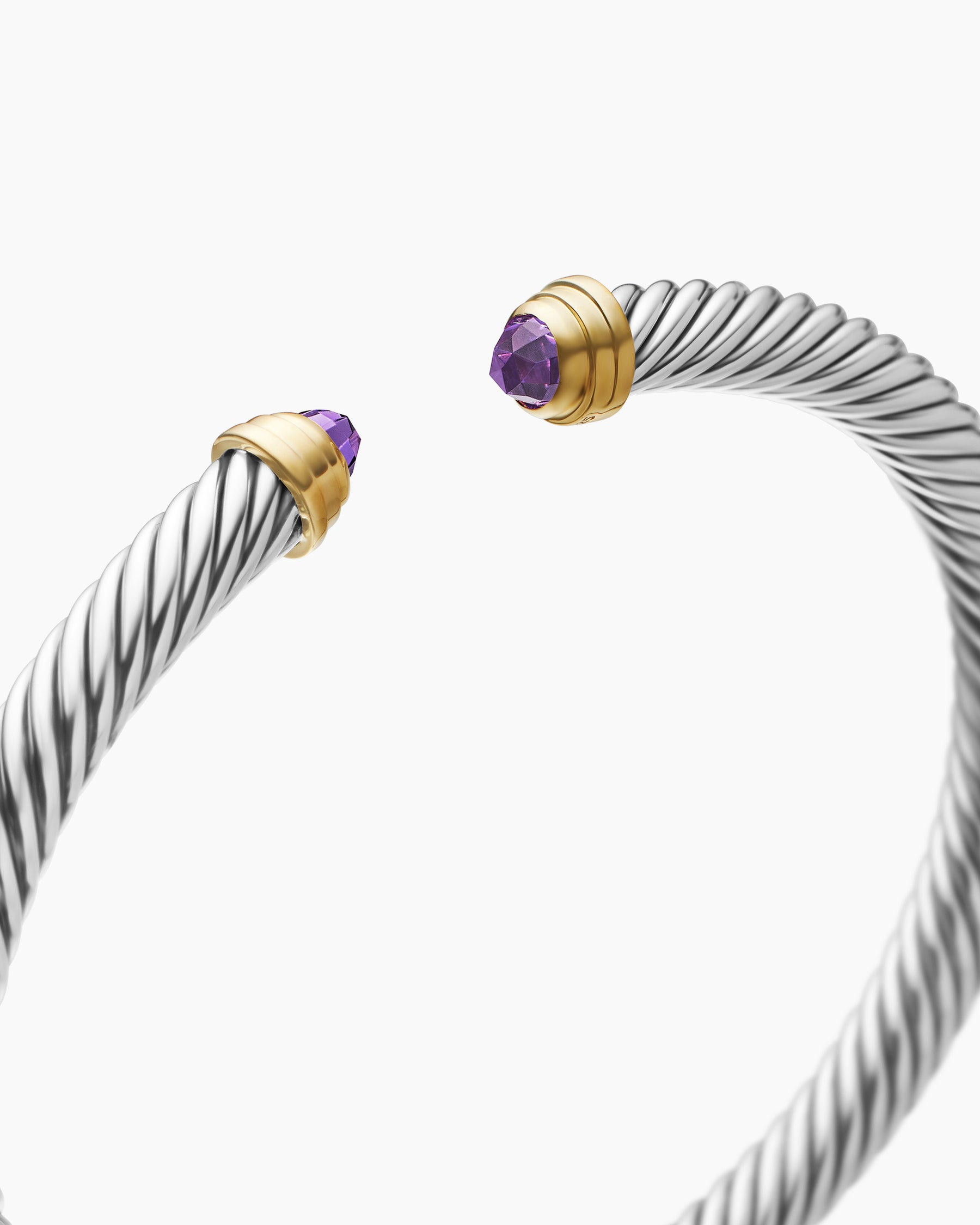 Classic Cable Bracelet in Sterling Silver with 14K Yellow Gold and Amethyst, 5mm - Image 5