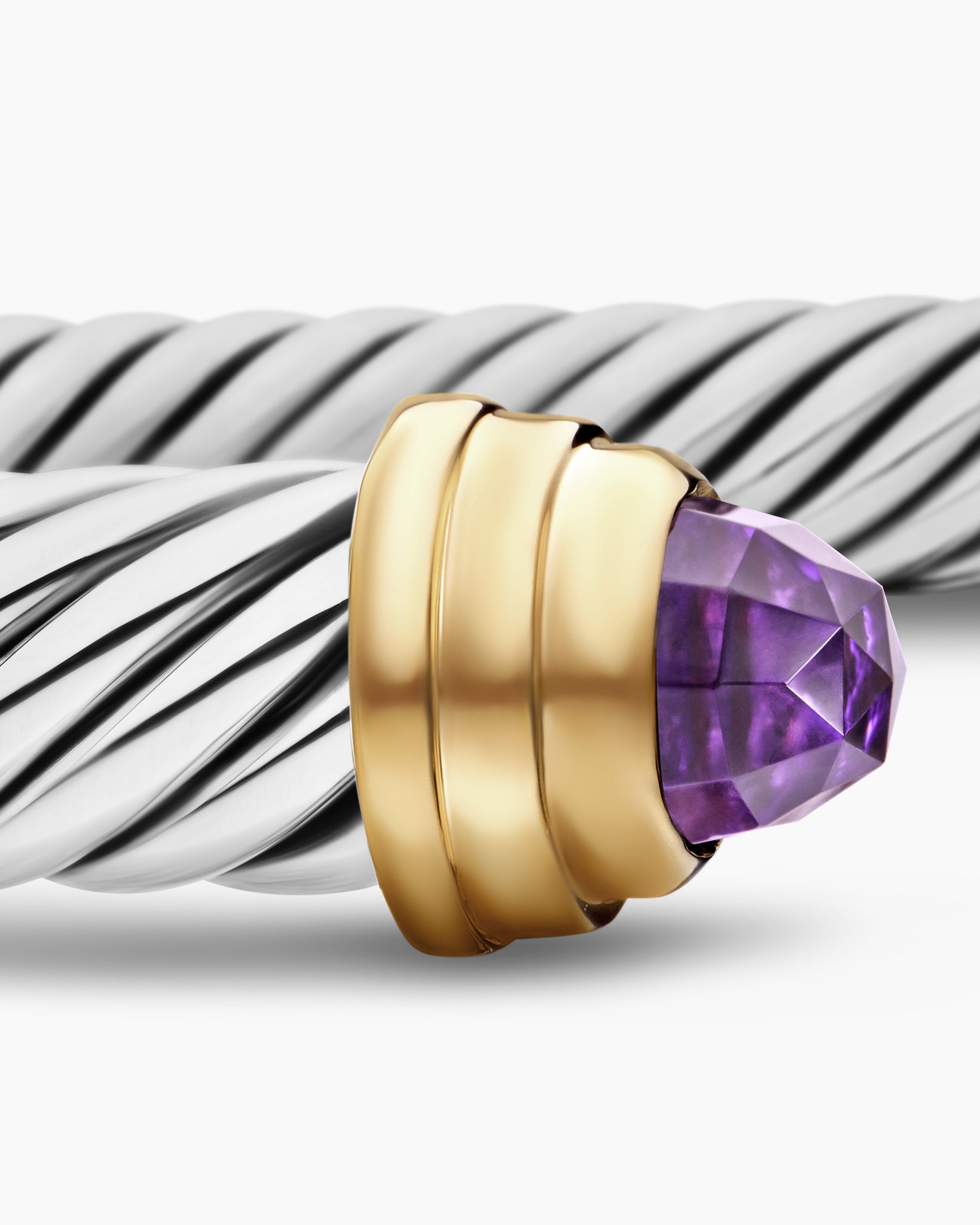 Classic Cable Bracelet in Sterling Silver with 14K Yellow Gold and Amethyst, 5mm - Image 6