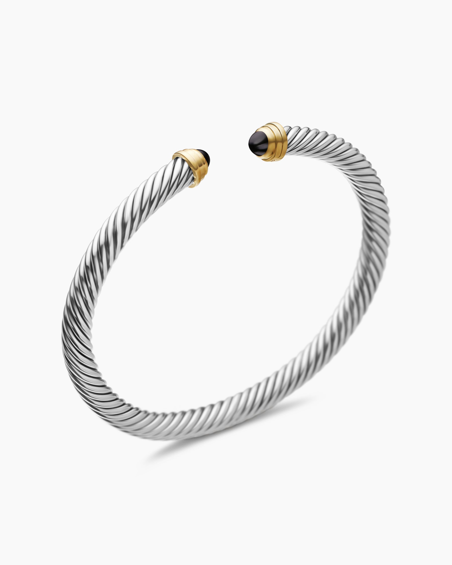 Classic Cable Bracelet in Sterling Silver with 14K Yellow Gold and Black Onyx, 5mm - Image 3