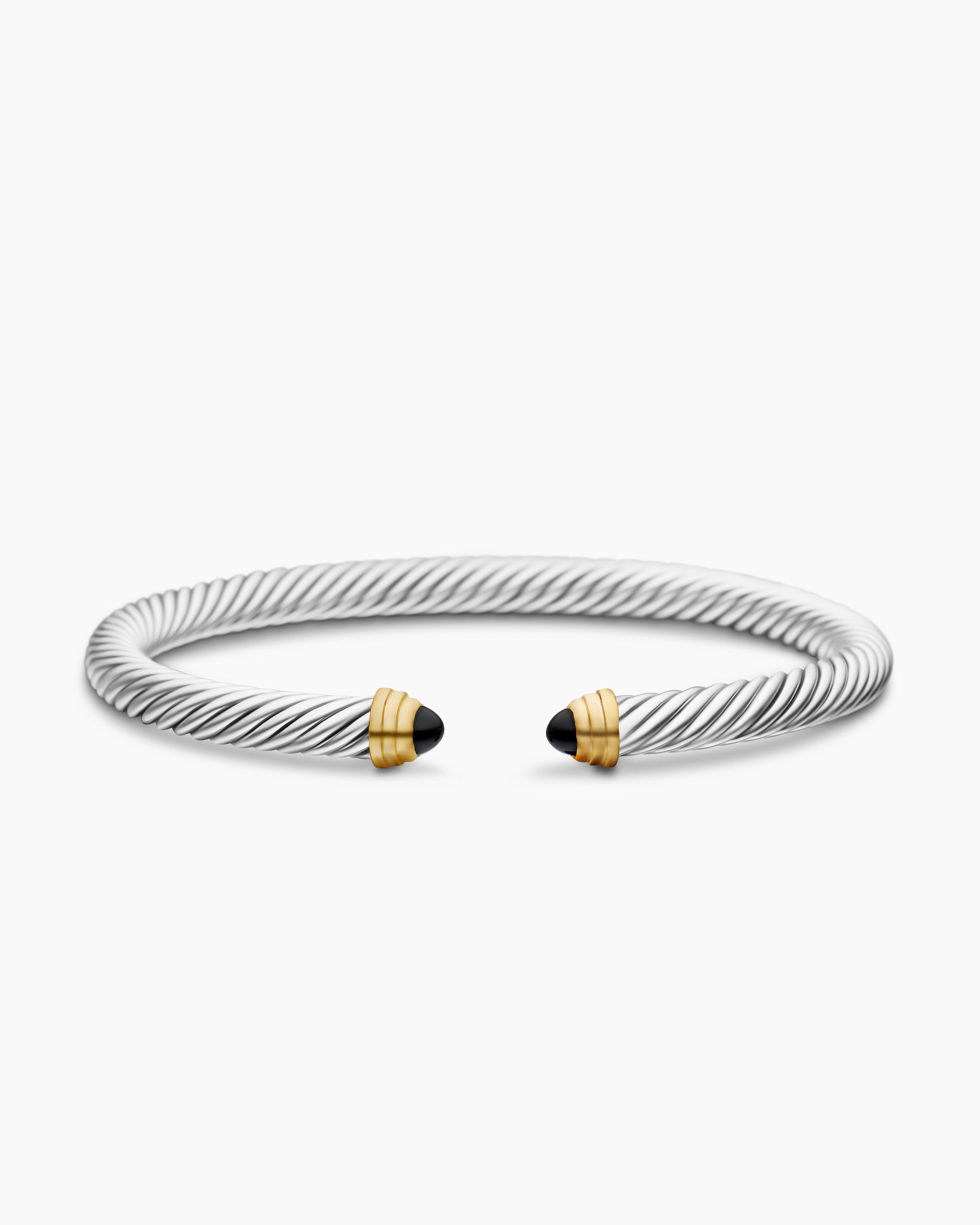 Classic Cable Bracelet in Sterling Silver with 14K Yellow Gold and Black Onyx, 5mm - Image 4