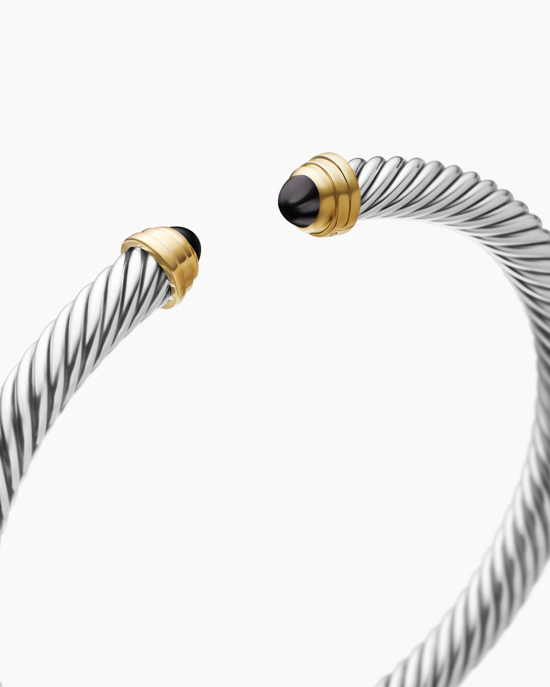 Classic Cable Bracelet in Sterling Silver with 14K Yellow Gold and Black Onyx, 5mm - Image 5