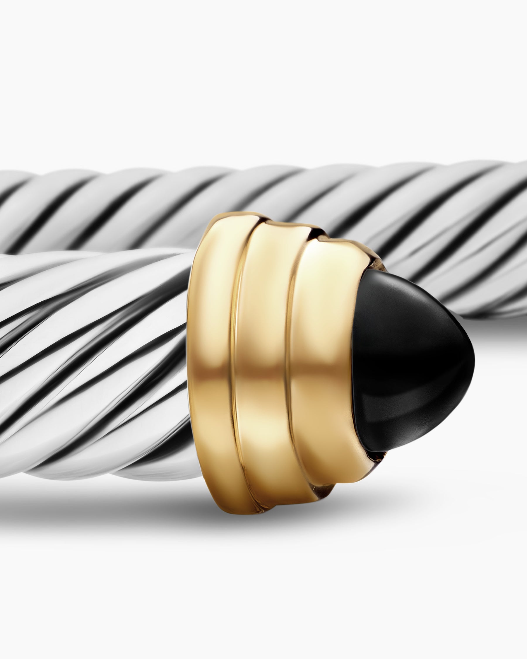 Classic Cable Bracelet in Sterling Silver with 14K Yellow Gold and Black Onyx, 5mm - Image 6