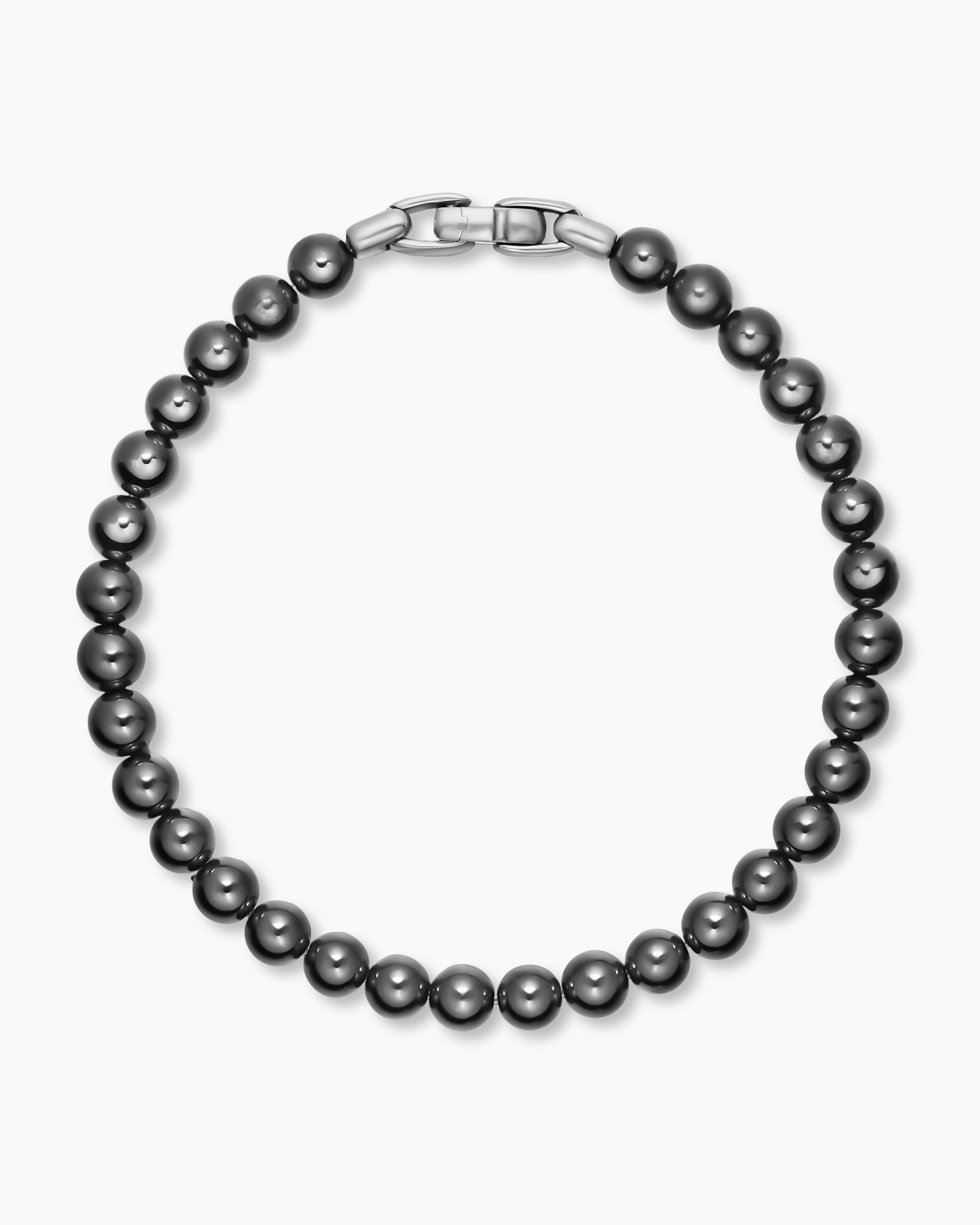 Spiritual Beads Bracelet in Sterling Silver with Hematine, 6mm - Image 2