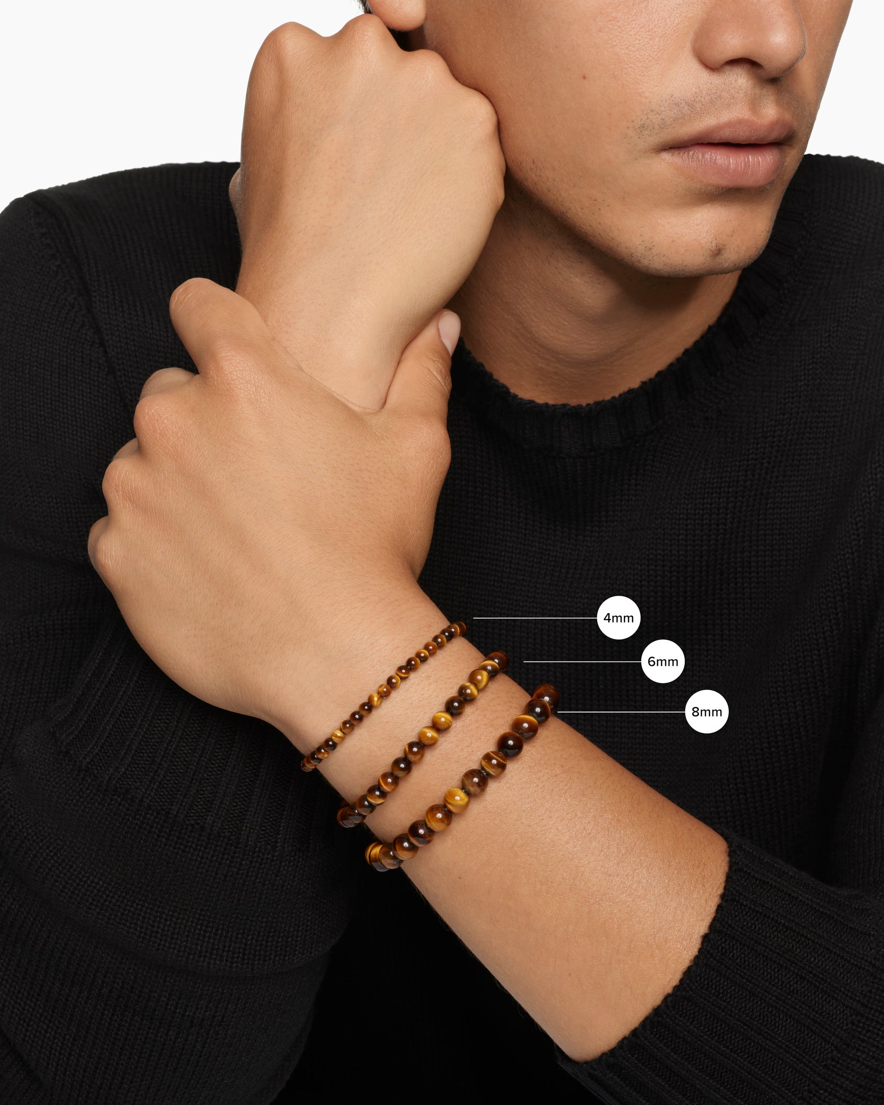 Spiritual Beads Bracelet in Sterling Silver with Hematine, 6mm - Image 5