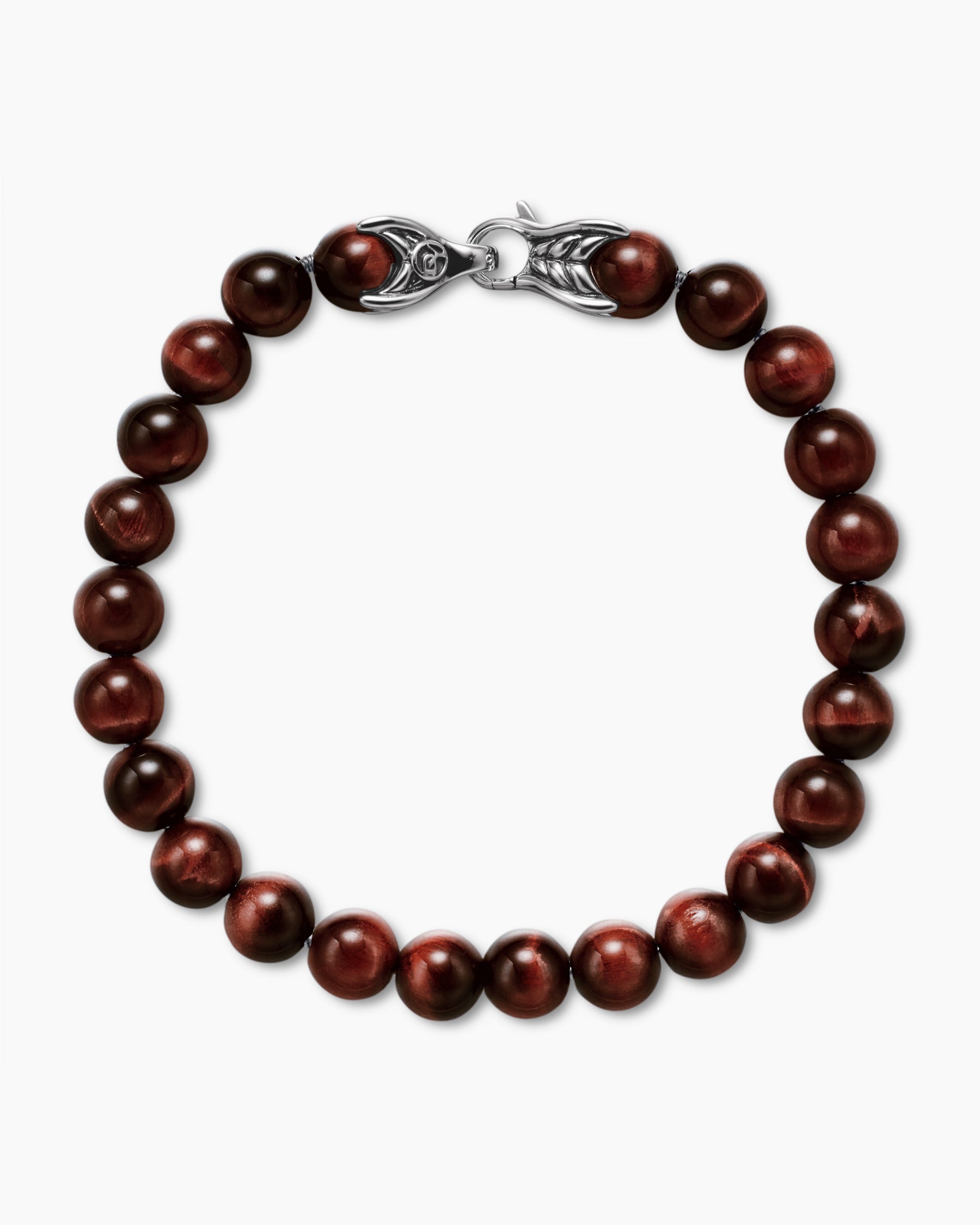 Spiritual Beads Bracelet in Sterling Silver with Red Tiger's Eye, 8mm - Image 3