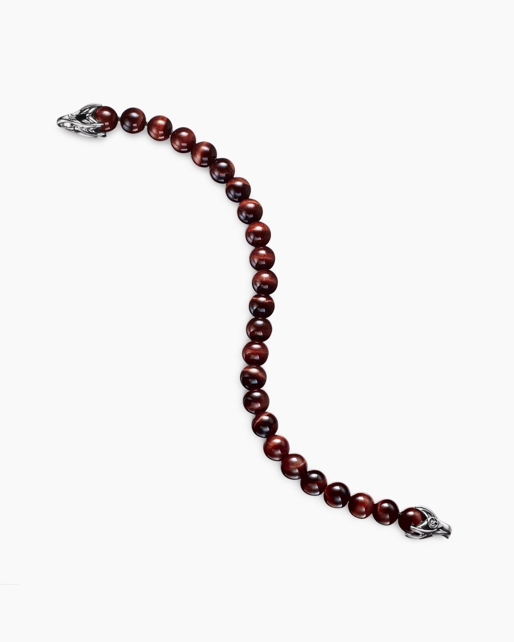 Spiritual Beads Bracelet in Sterling Silver with Red Tiger's Eye, 8mm - Image 4