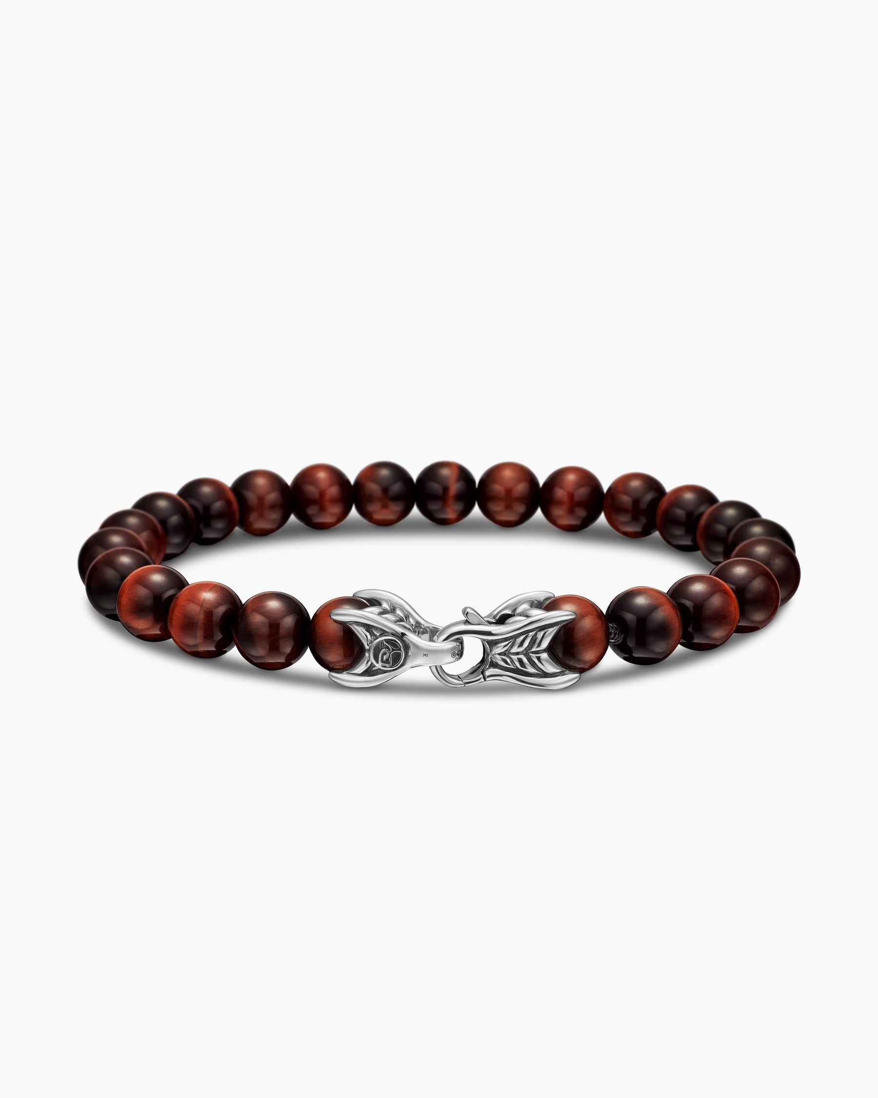 Spiritual Beads Bracelet in Sterling Silver with Red Tiger's Eye, 8mm - Image 5