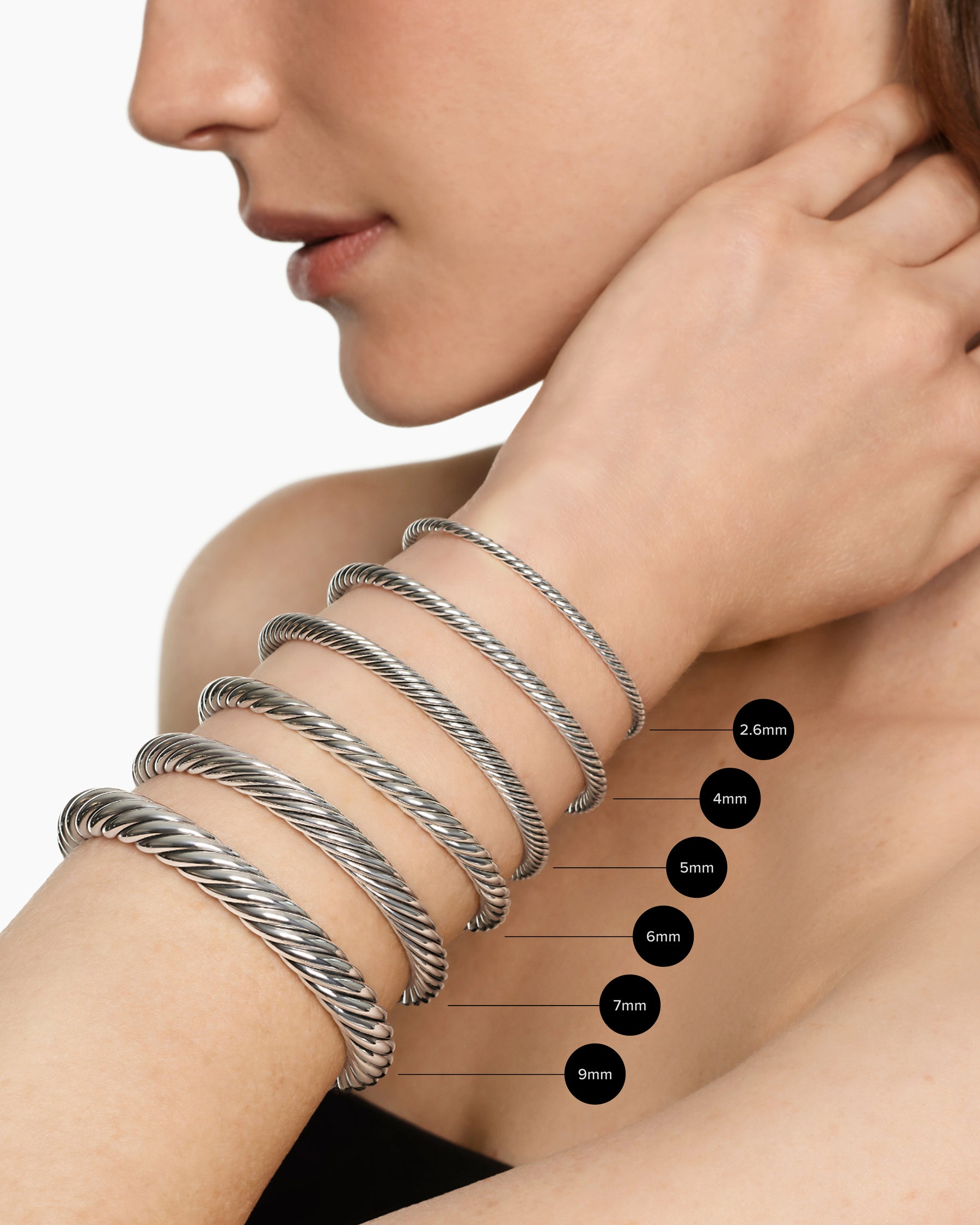 Buckle Classic Cable Bracelet in Sterling Silver with 18K Yellow Gold, 5mm - Image 8