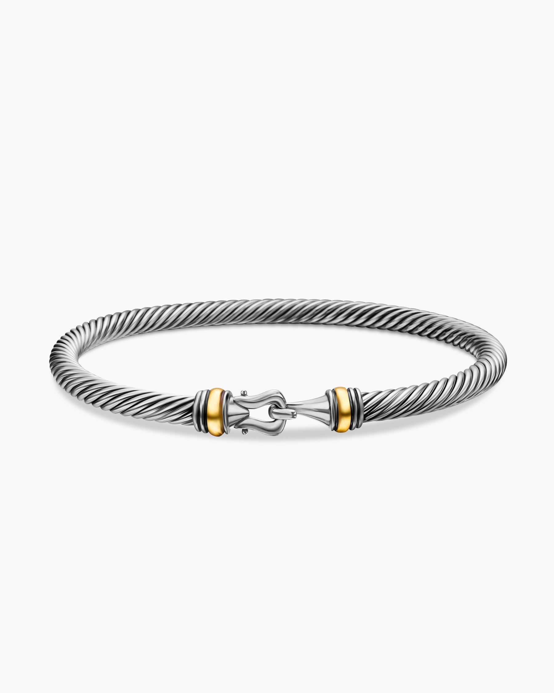 Buckle Classic Cable Bracelet in Sterling Silver with 18K Yellow Gold, 4mm - Image 4