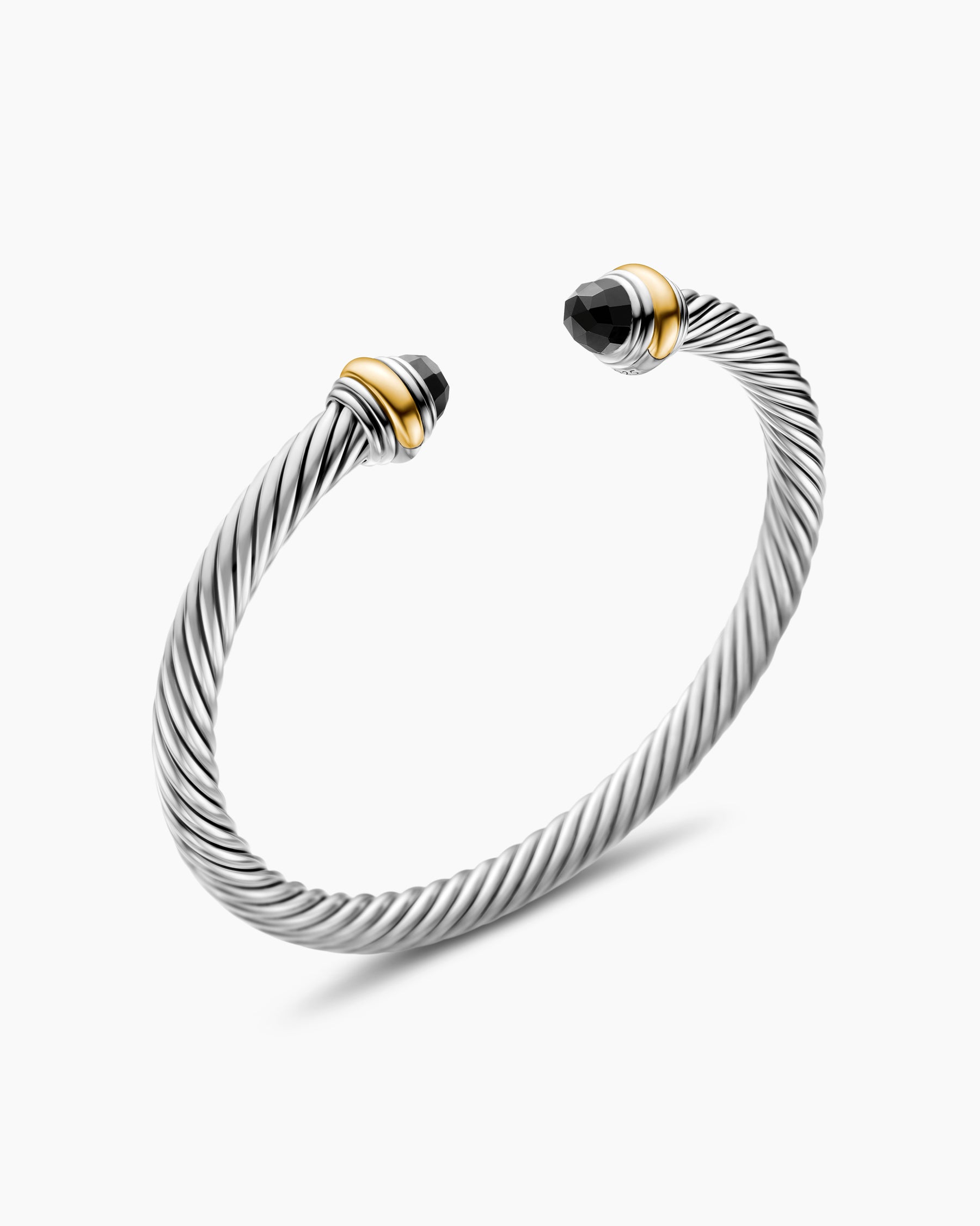 Classic Cable Bracelet in Sterling Silver with 14K Yellow Gold and Black Onyx, 5mm - Image 3
