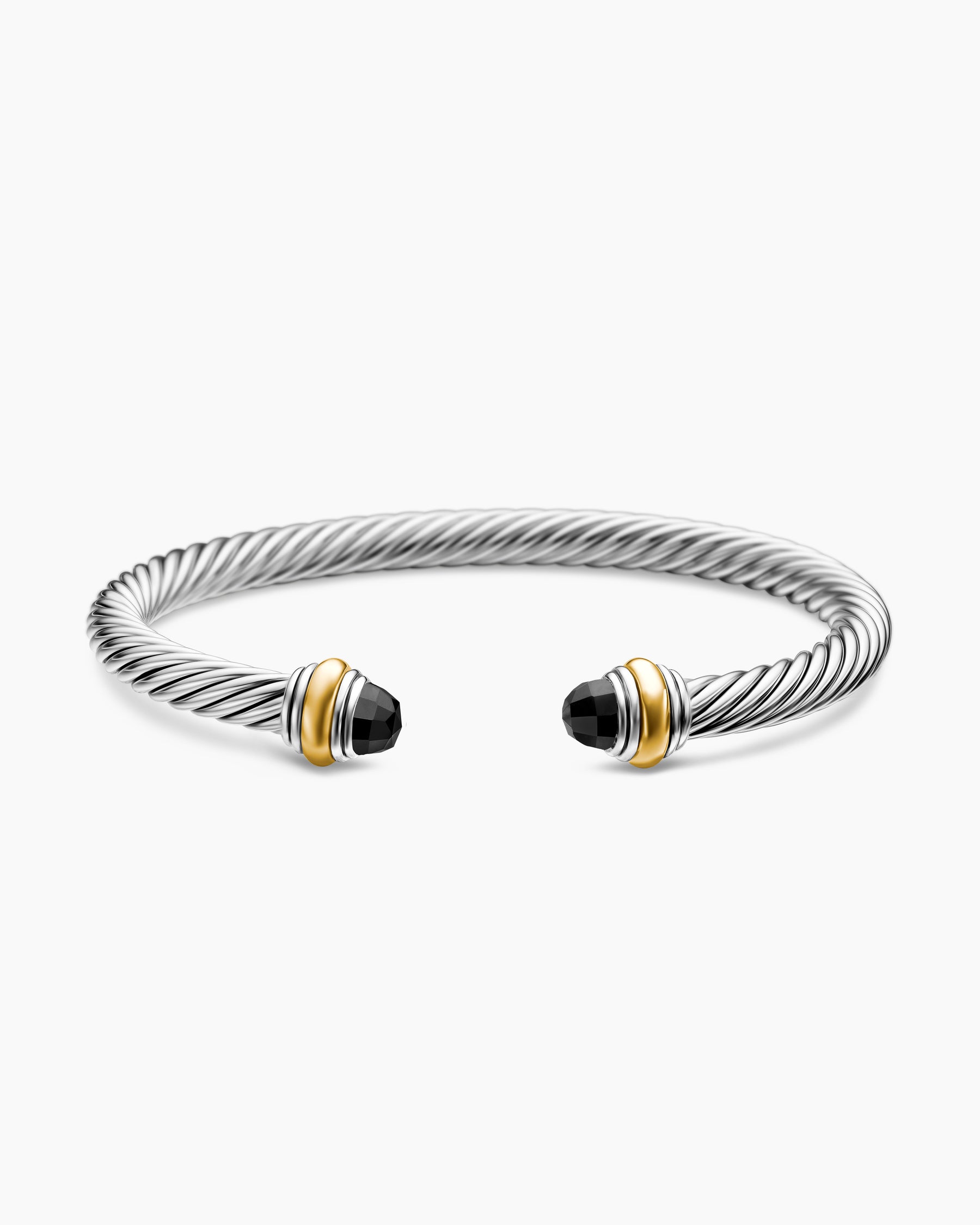 Classic Cable Bracelet in Sterling Silver with 14K Yellow Gold and Black Onyx, 5mm - Image 4