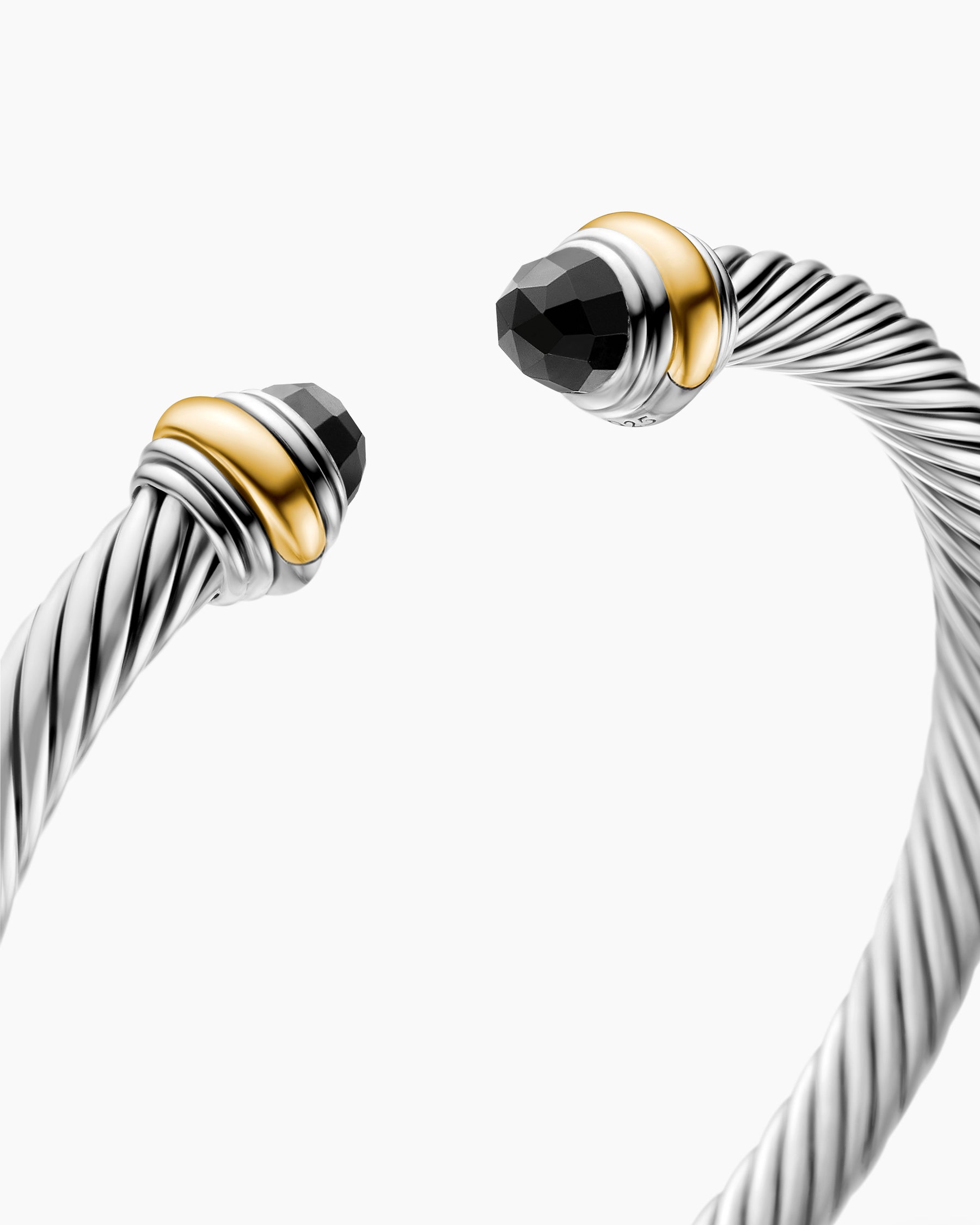Classic Cable Bracelet in Sterling Silver with 14K Yellow Gold and Black Onyx, 5mm - Image 5