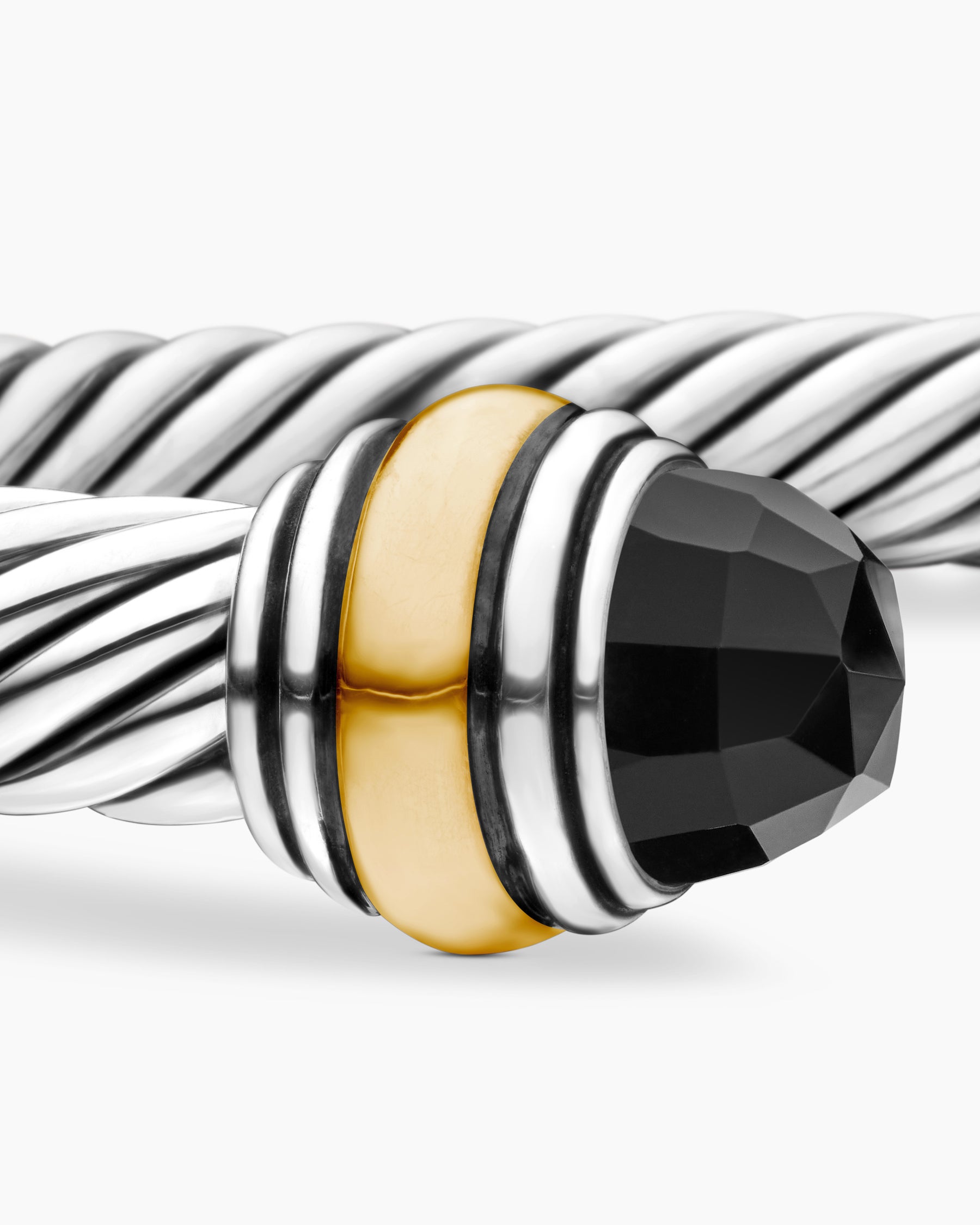 Classic Cable Bracelet in Sterling Silver with 14K Yellow Gold and Black Onyx, 5mm - Image 6