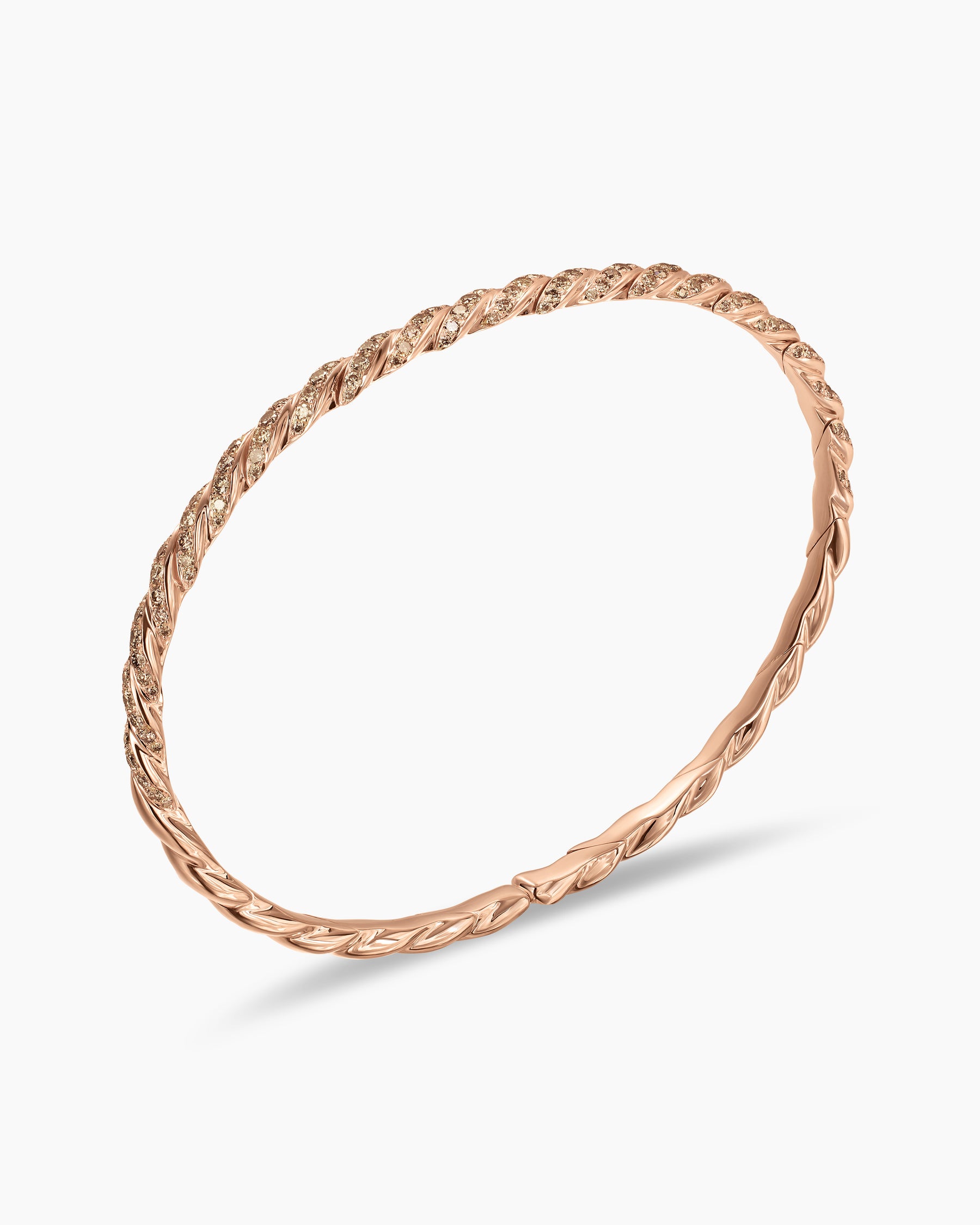 Sculpted Cable Flex Bracelet in 18K Rose Gold with Cognac Diamonds, 3.5mm - Image 3
