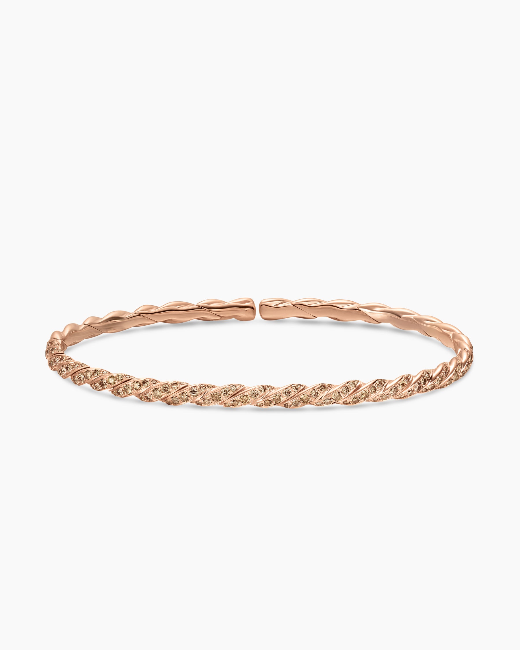 Sculpted Cable Flex Bracelet in 18K Rose Gold with Cognac Diamonds, 3.5mm - Image 4