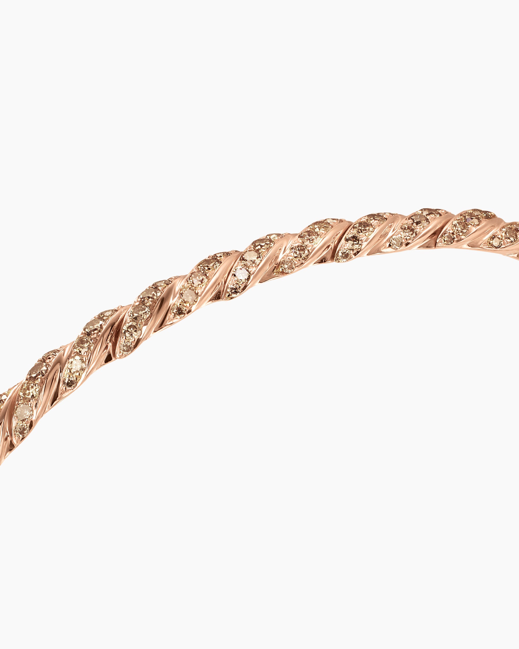 Sculpted Cable Flex Bracelet in 18K Rose Gold with Cognac Diamonds, 3.5mm - Image 5