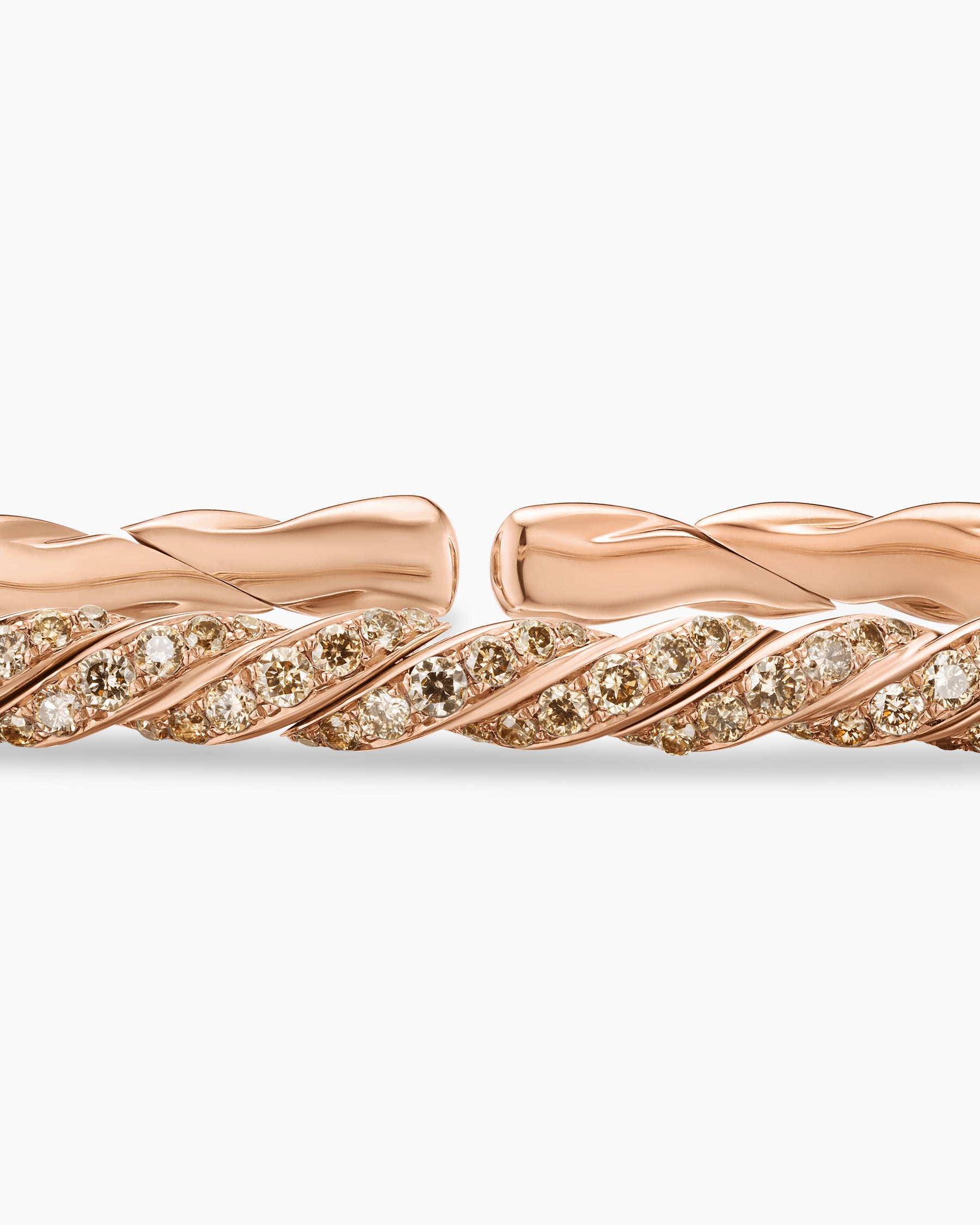 Sculpted Cable Flex Bracelet in 18K Rose Gold with Cognac Diamonds, 3.5mm - Image 6
