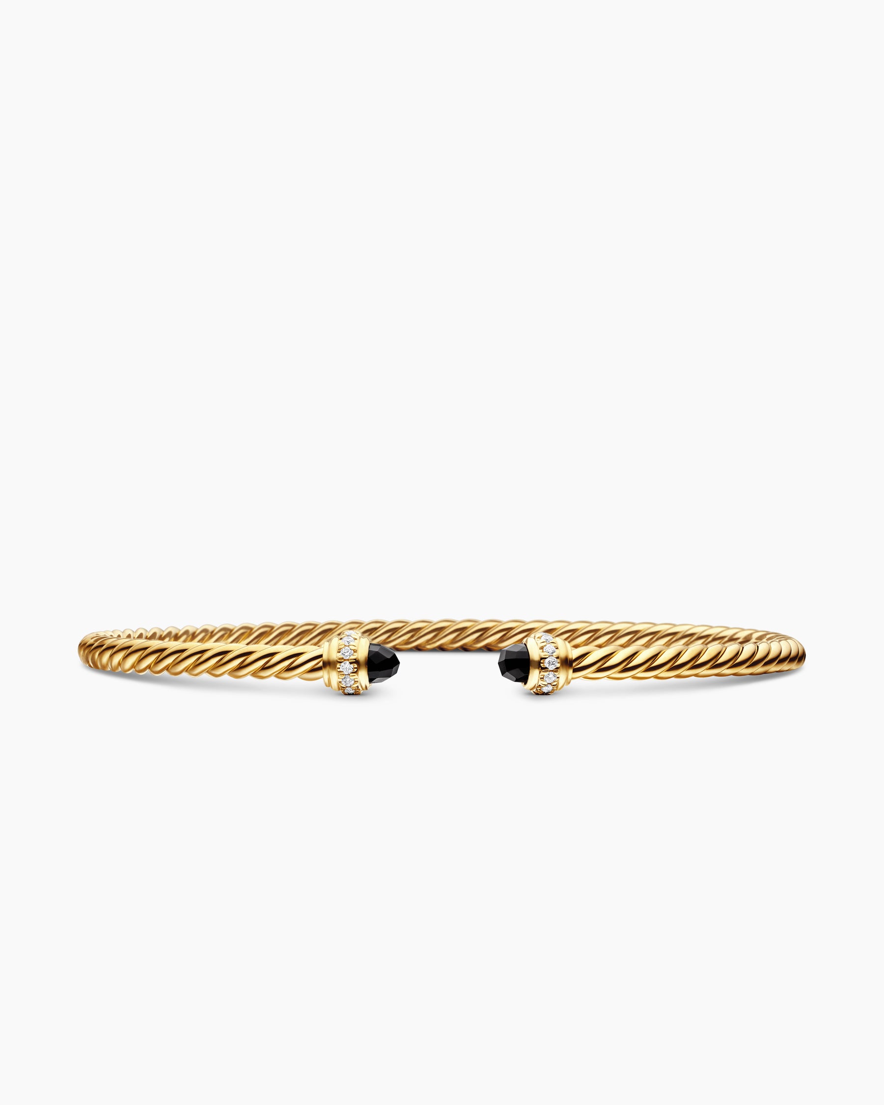Classic Cablespira Bracelet in 18K Yellow Gold with Black Onyx and Diamonds, 3mm