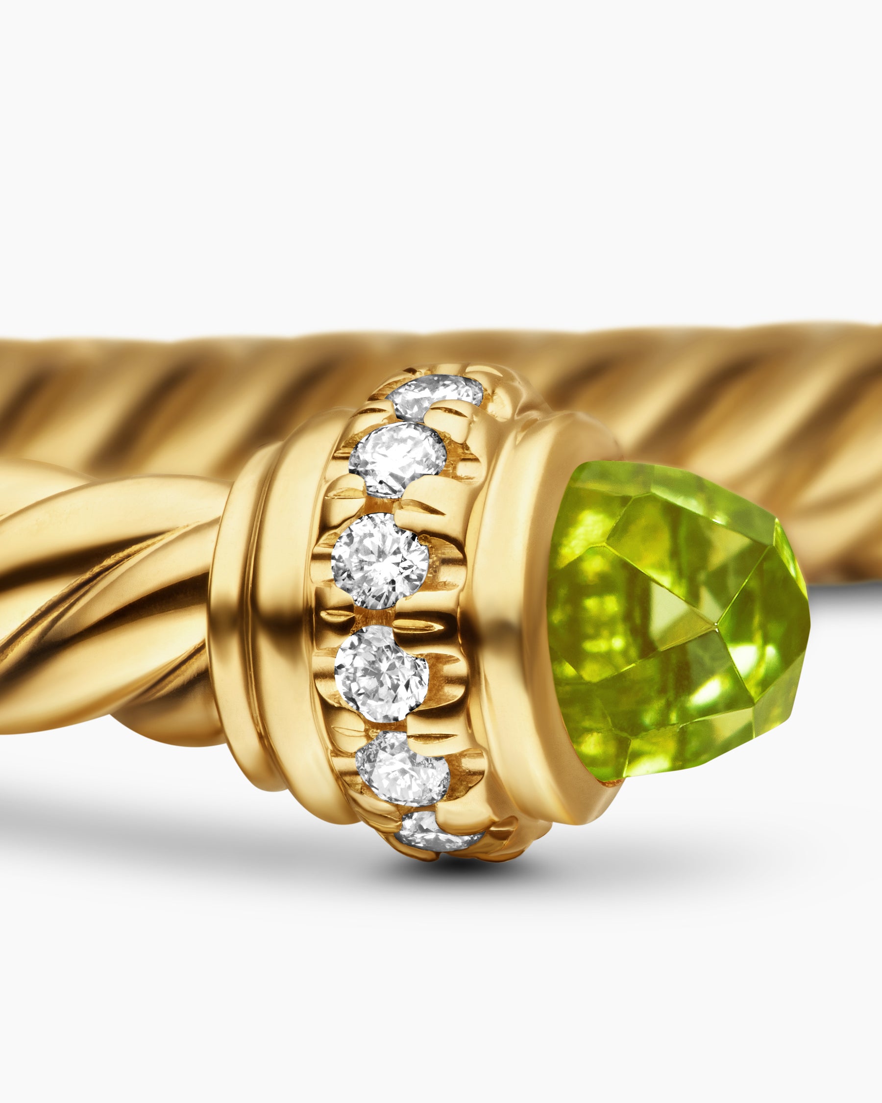 Classic Cablespira Bracelet in 18K Yellow Gold with Peridot and Diamonds, 3mm - Image 6