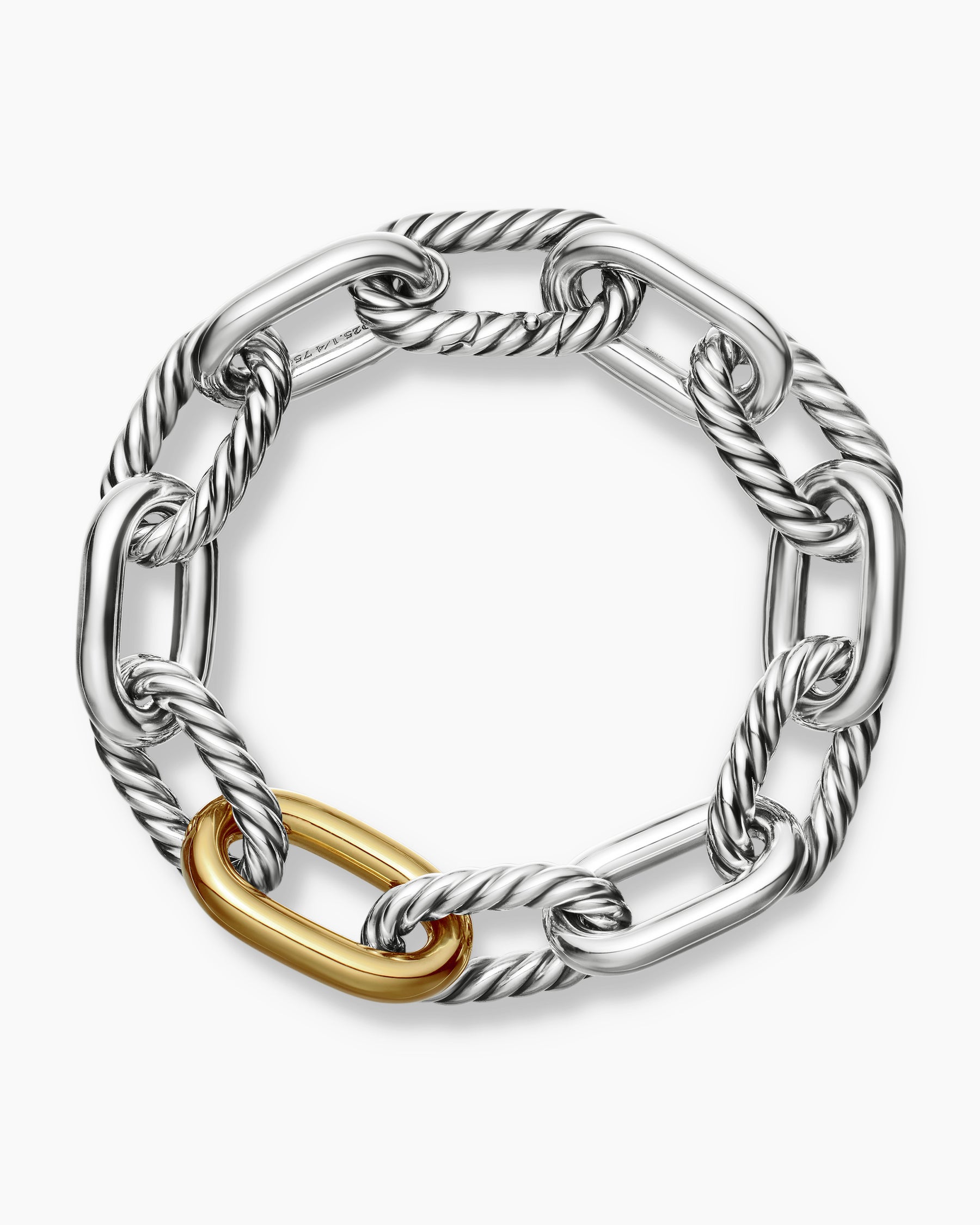 DY Madison Chain Bracelet in Sterling Silver with 18K Yellow Gold, 13.5mm - Image 3
