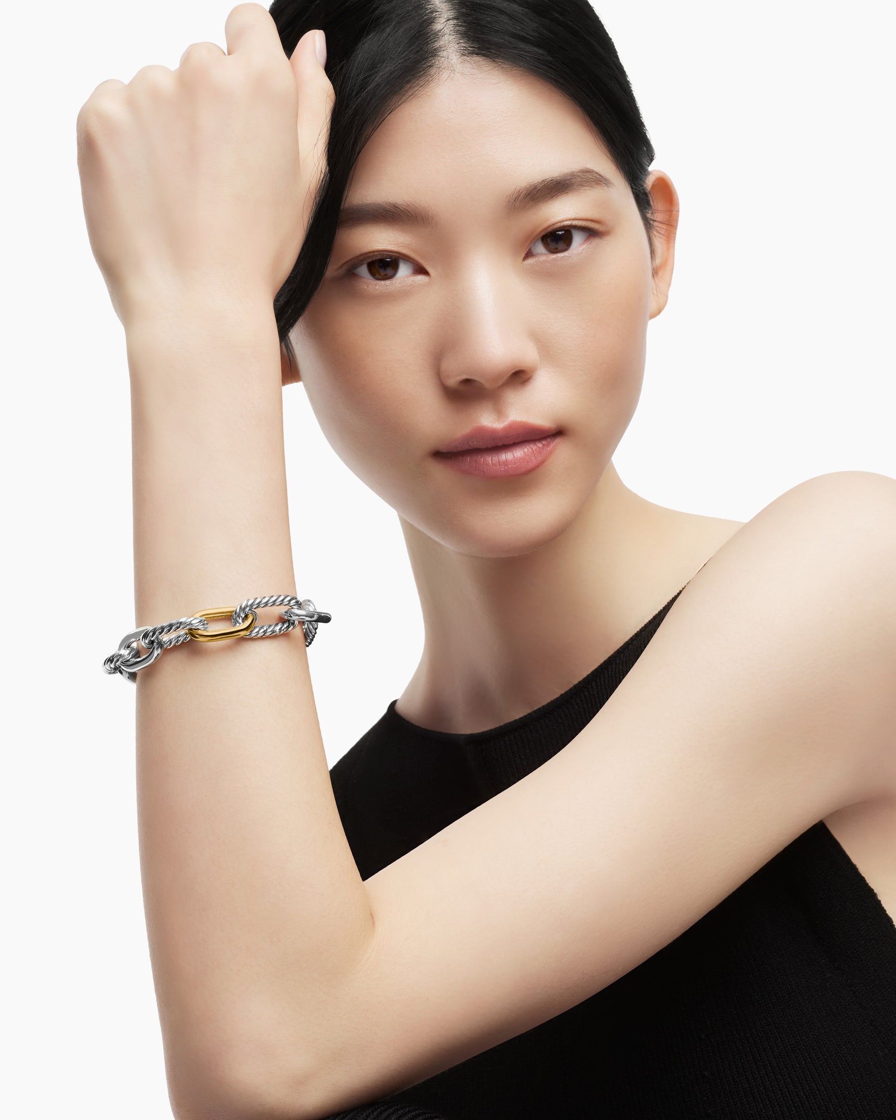 DY Madison Chain Bracelet in Sterling Silver with 18K Yellow Gold, 13.5mm - Image 8