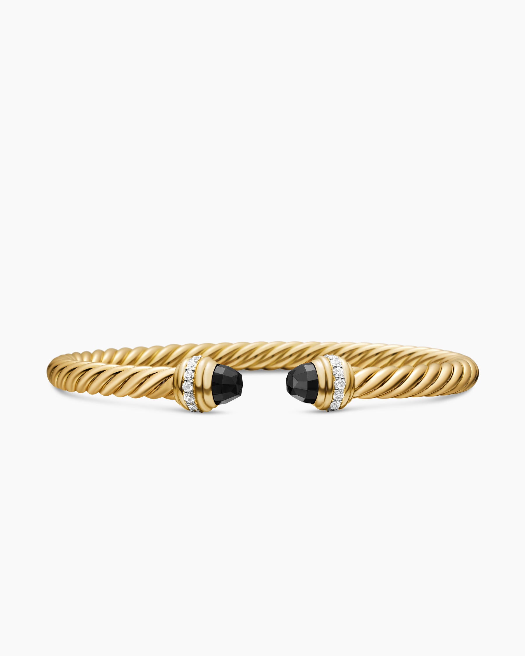 Classic Cablespira Bracelet in 18K Yellow Gold with Black Onyx and Diamonds, 5mm