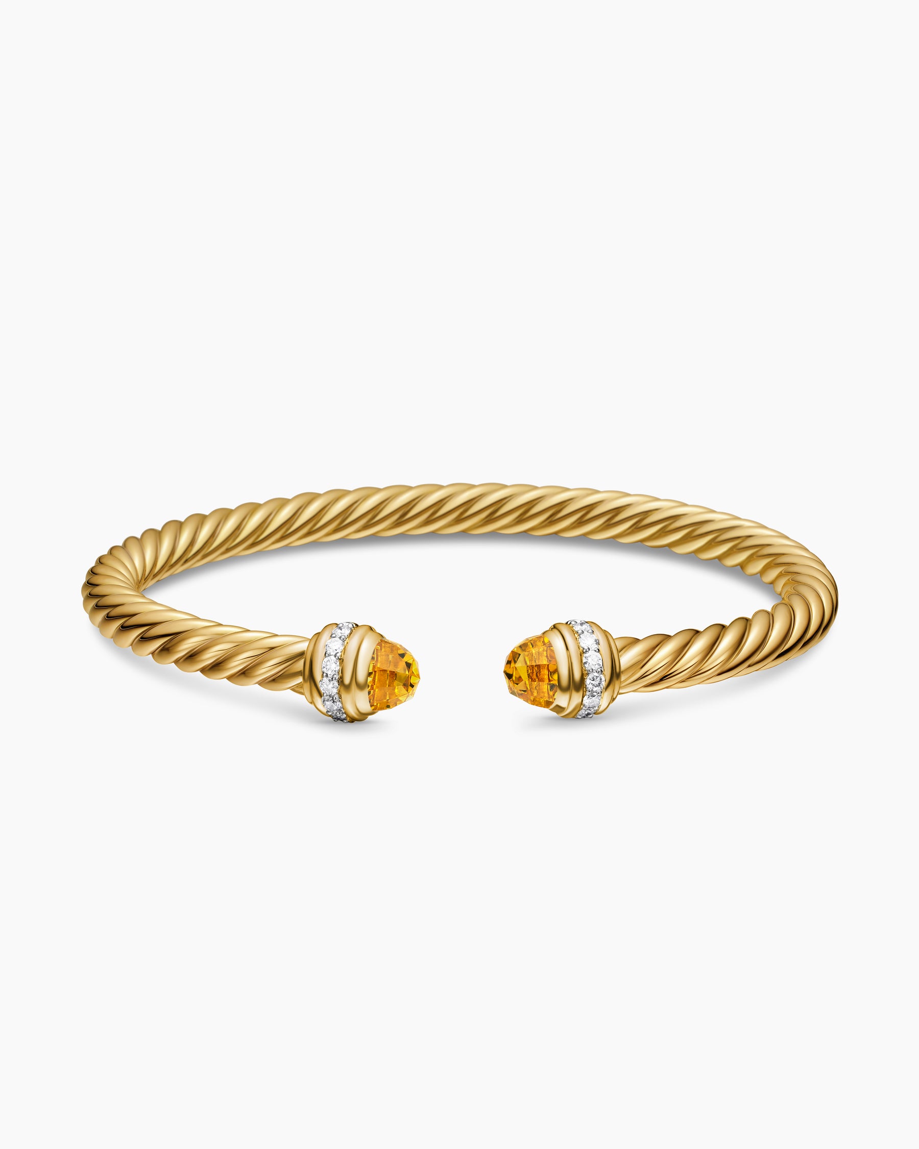 Classic Cablespira Bracelet in 18K Yellow Gold with Citrine and Diamonds, 5mm - Image 4