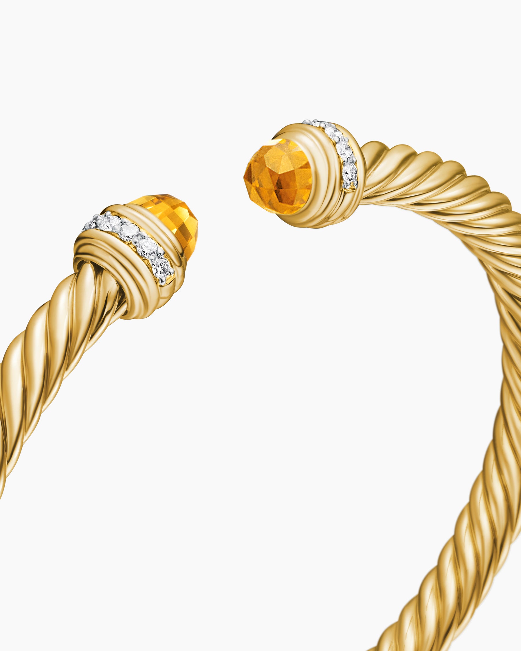 Classic Cablespira Bracelet in 18K Yellow Gold with Citrine and Diamonds, 5mm - Image 5