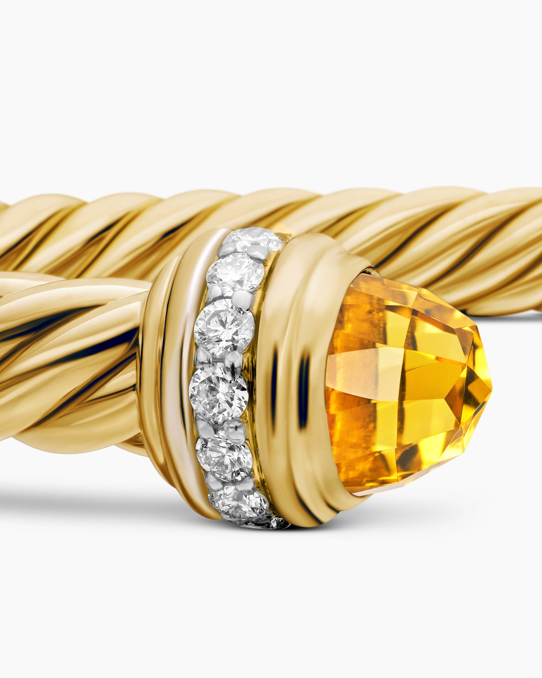 Classic Cablespira Bracelet in 18K Yellow Gold with Citrine and Diamonds, 5mm - Image 6