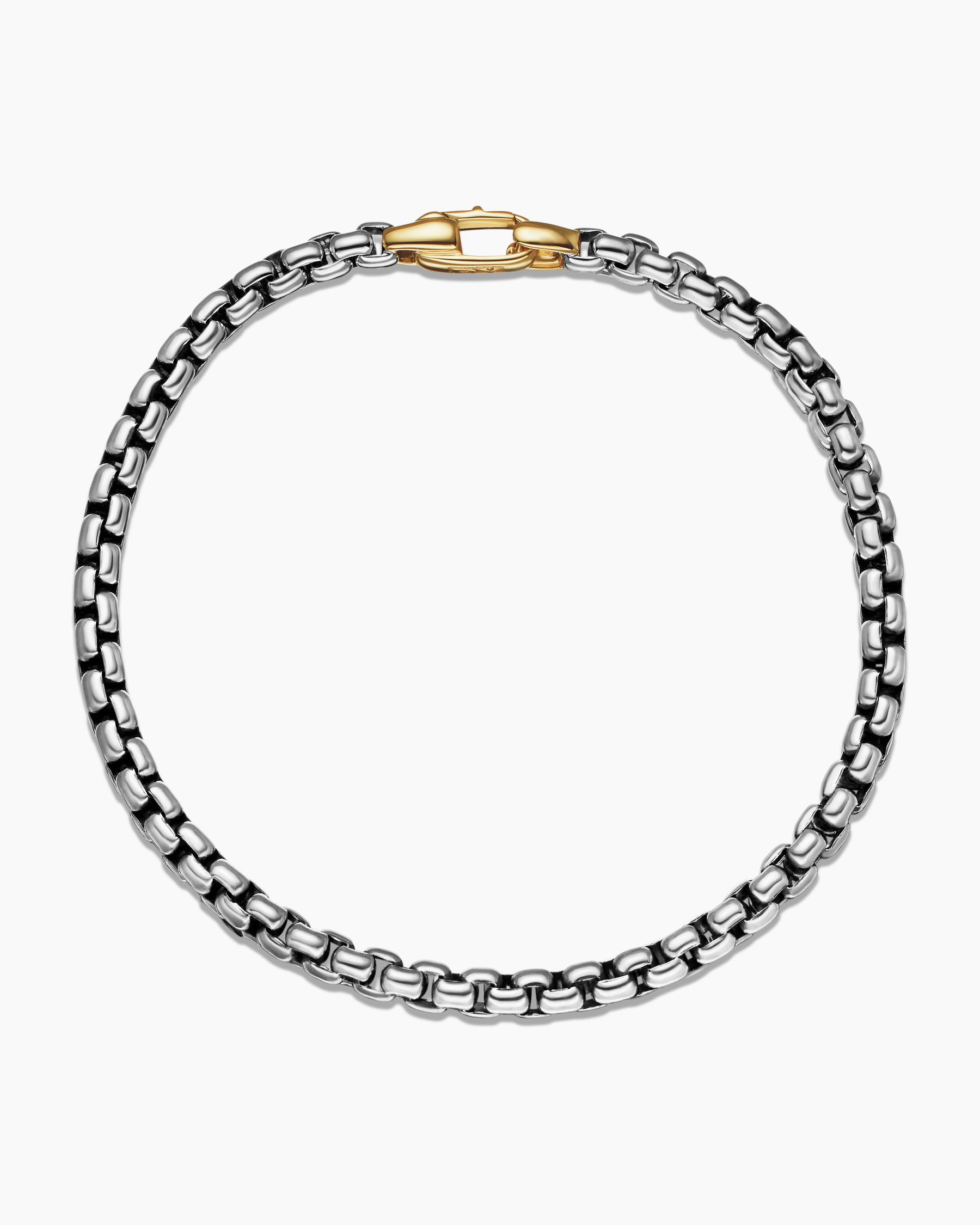 DY Bel Aire Box Chain Bracelet in Sterling Silver with 14K Yellow Gold, 4mm - Image 3