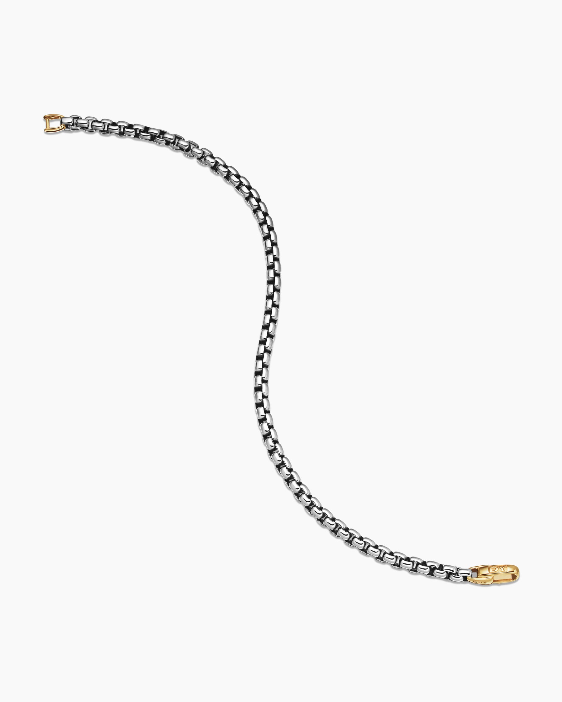 DY Bel Aire Box Chain Bracelet in Sterling Silver with 14K Yellow Gold, 4mm - Image 4