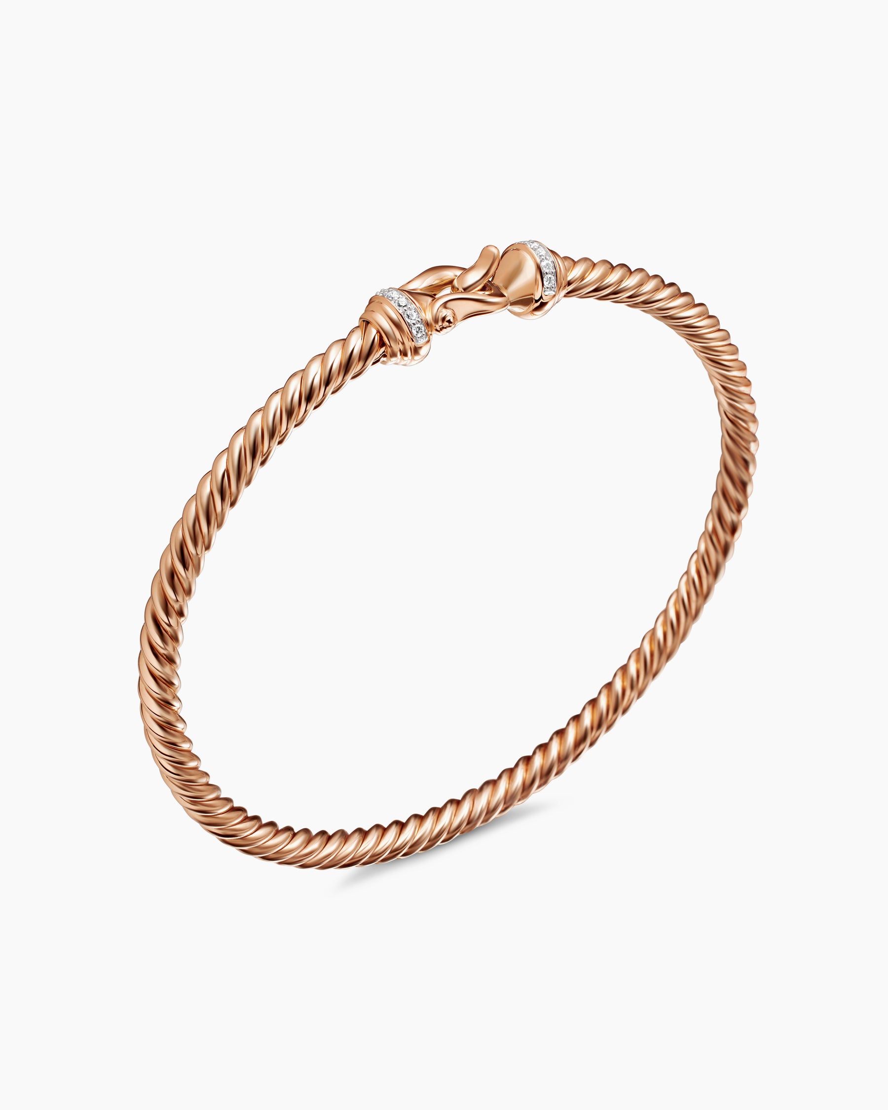 Buckle Cablespira Bracelet in 18K Rose Gold with Diamonds, 3.5mm - Image 3