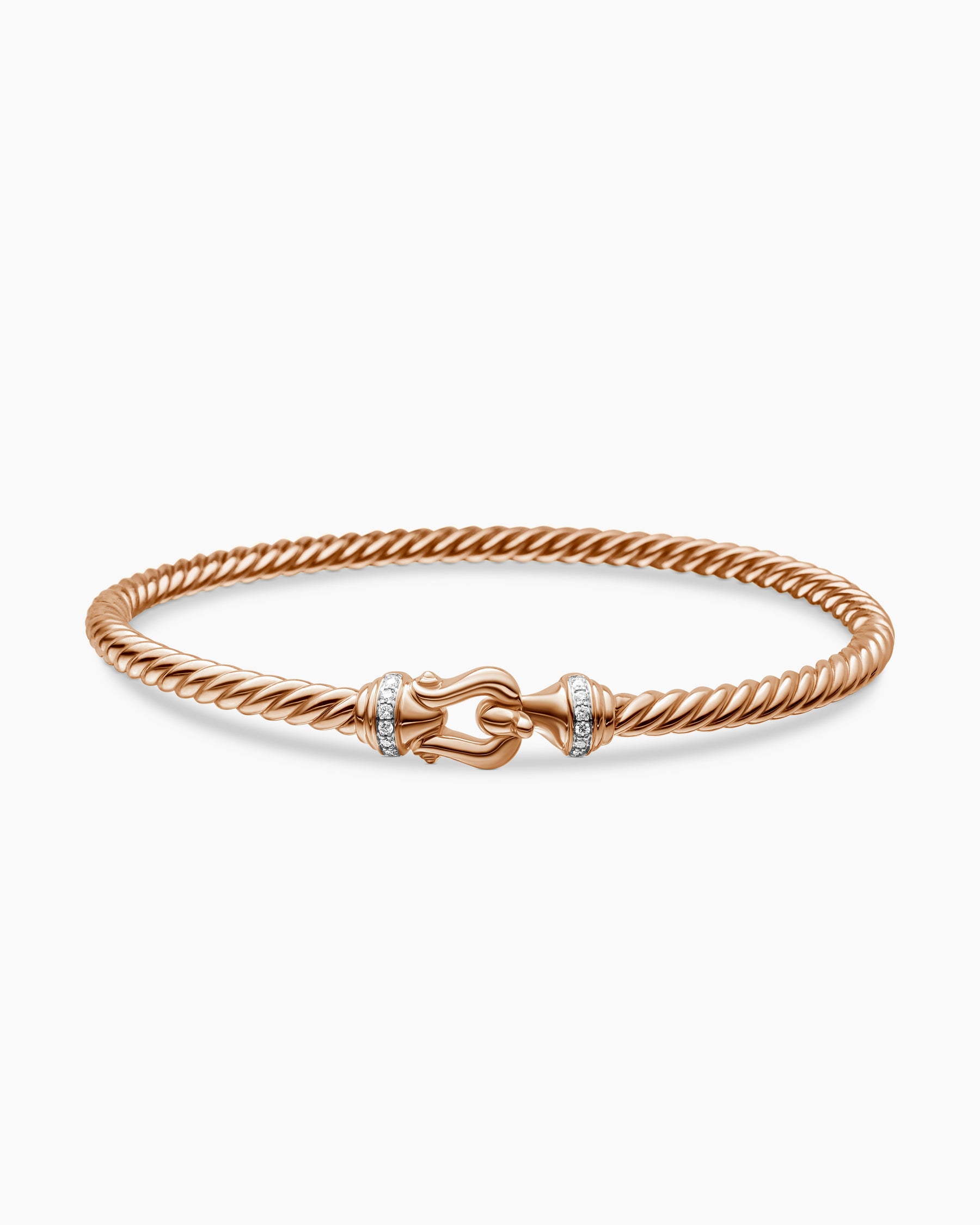 Buckle Cablespira Bracelet in 18K Rose Gold with Diamonds, 3.5mm - Image 4