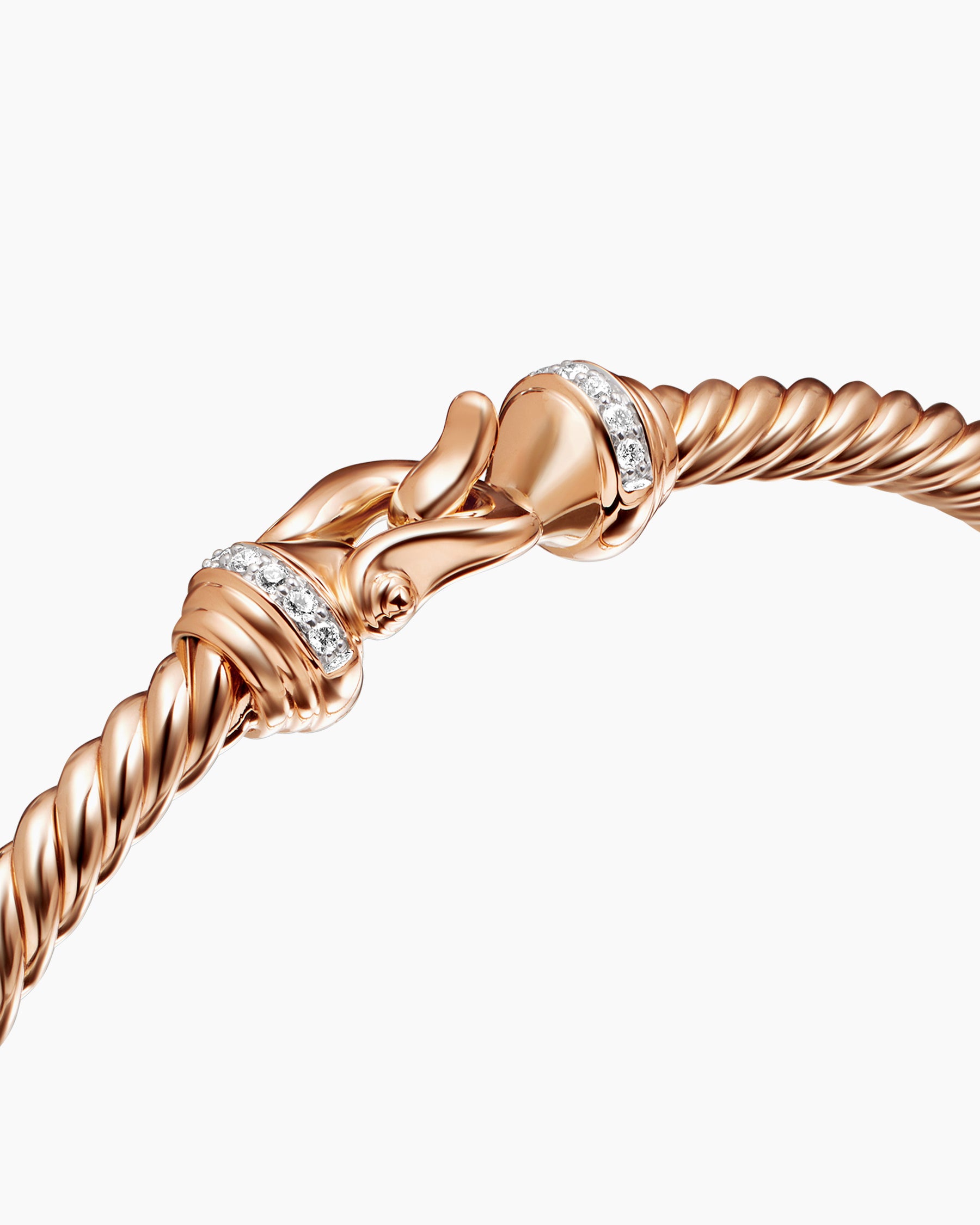 Buckle Cablespira Bracelet in 18K Rose Gold with Diamonds, 3.5mm - Image 5