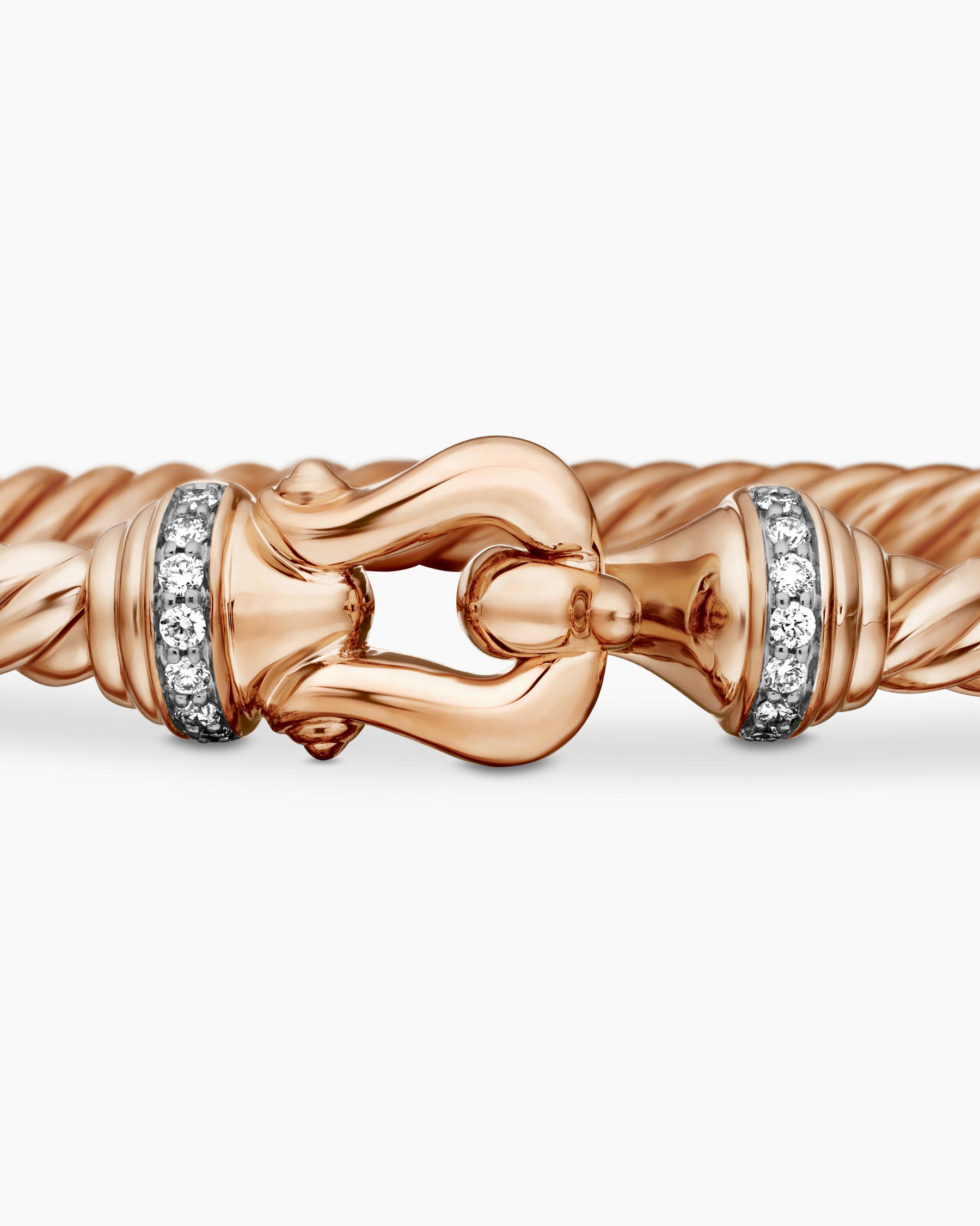 Buckle Cablespira Bracelet in 18K Rose Gold with Diamonds, 3.5mm - Image 6