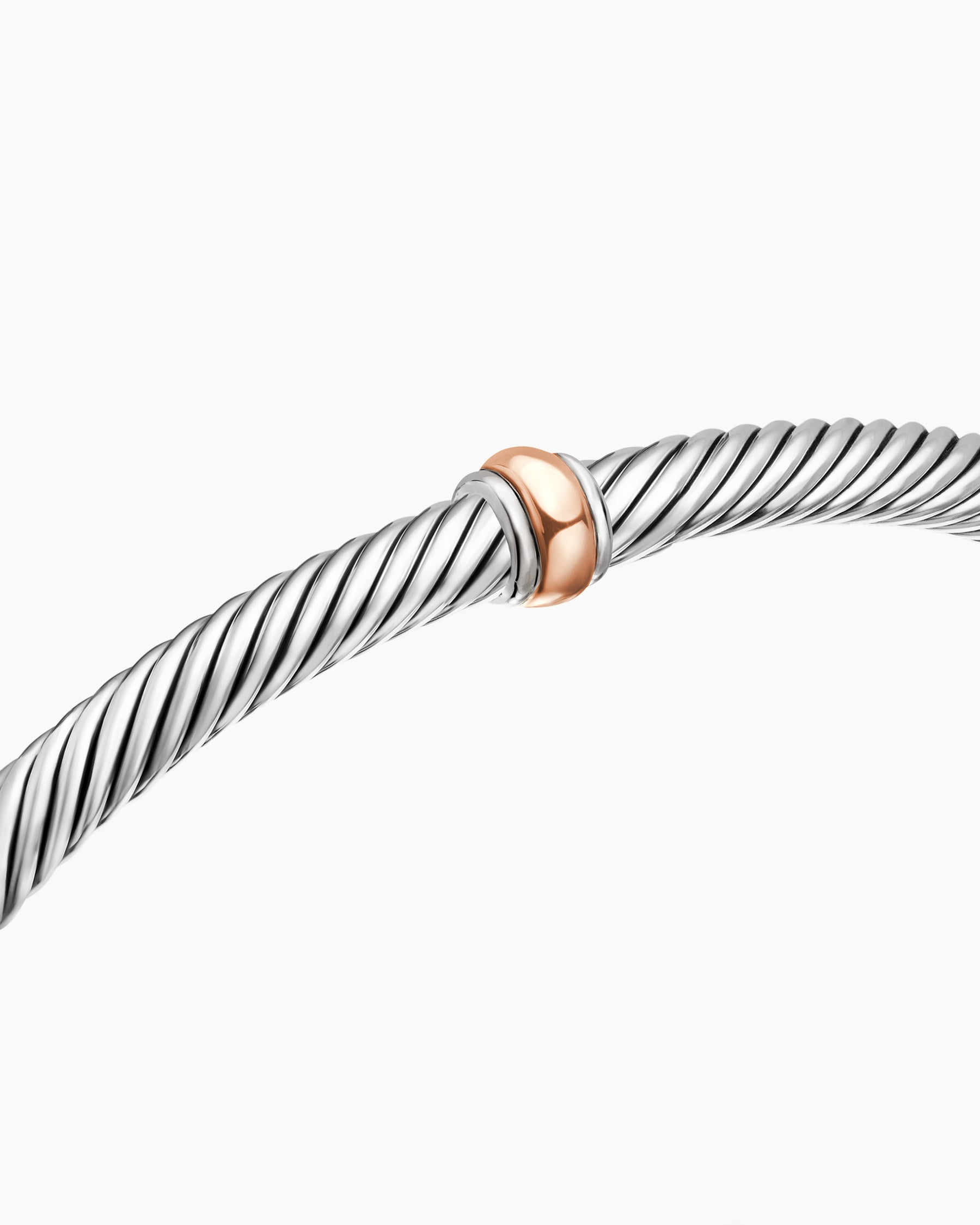 Classic Cable Station Bracelet in Sterling Silver with 18K Rose Gold, 4mm - Image 5