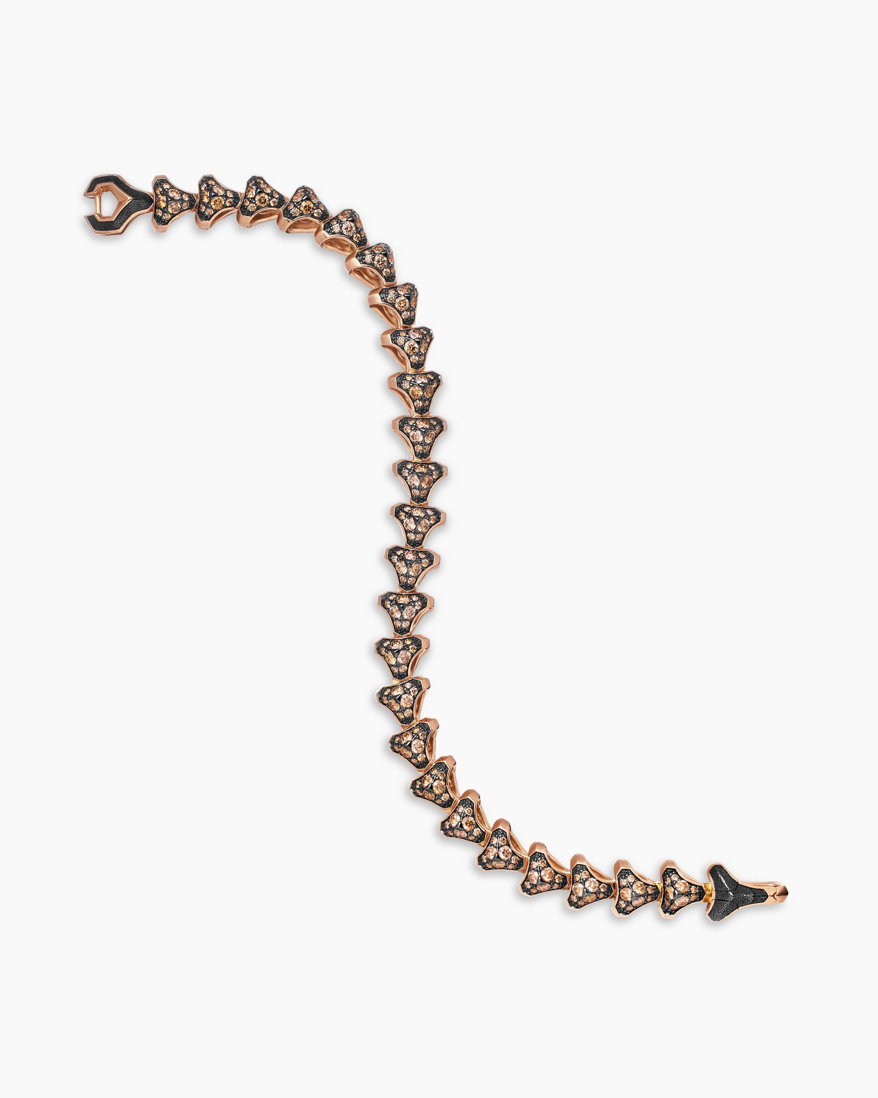 Armory Link Bracelet in 18K Rose Gold with Cognac Diamonds, 9.5mm - Image 3