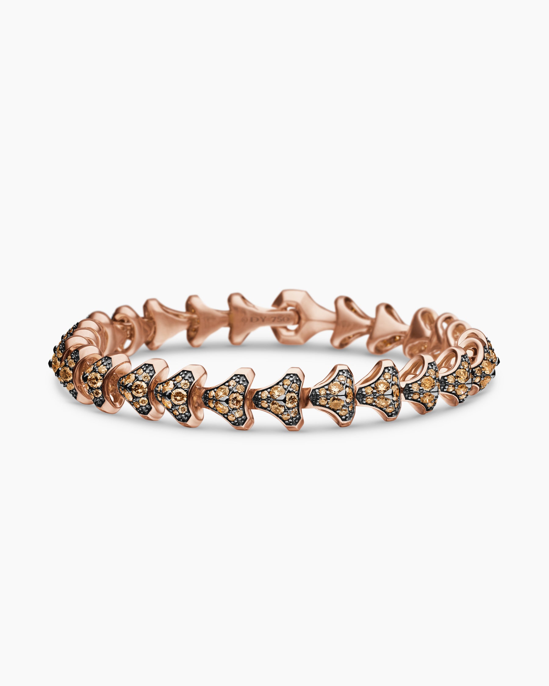 Armory Link Bracelet in 18K Rose Gold with Cognac Diamonds, 9.5mm - Image 4