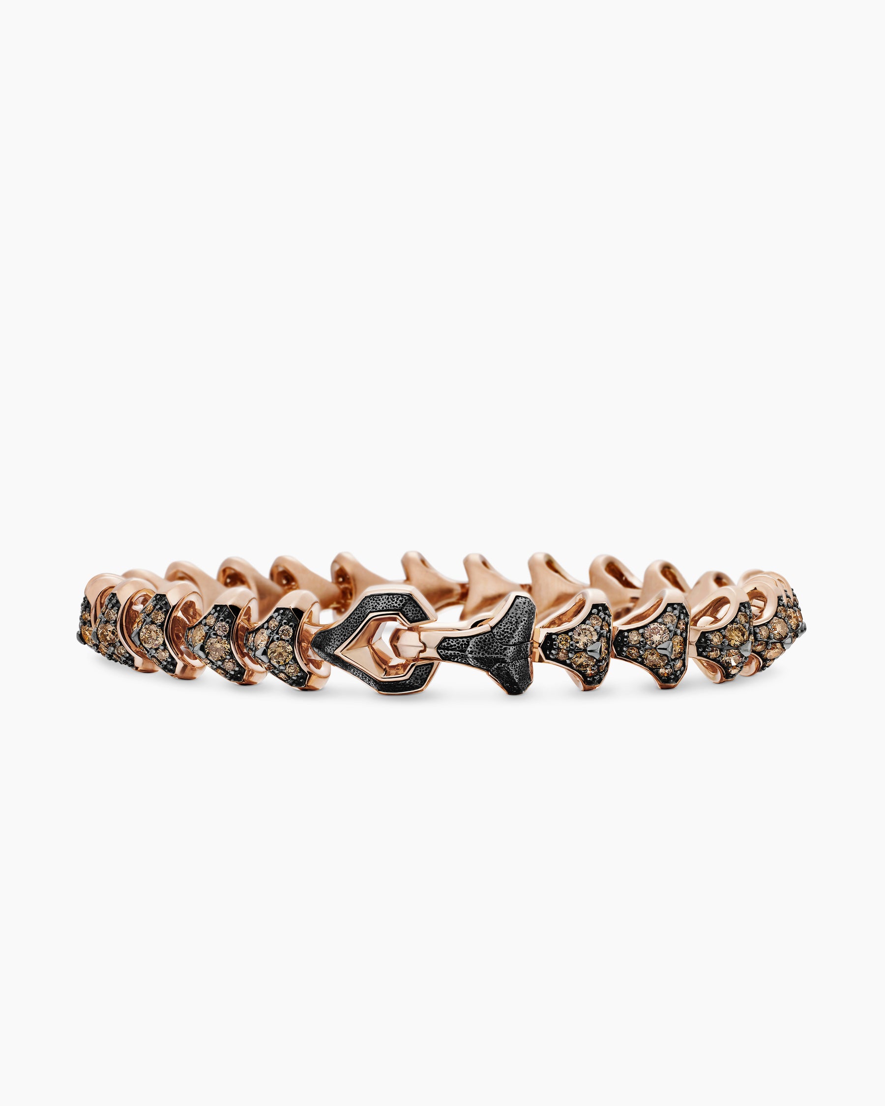 Armory Link Bracelet in 18K Rose Gold with Cognac Diamonds, 9.5mm - Image 6