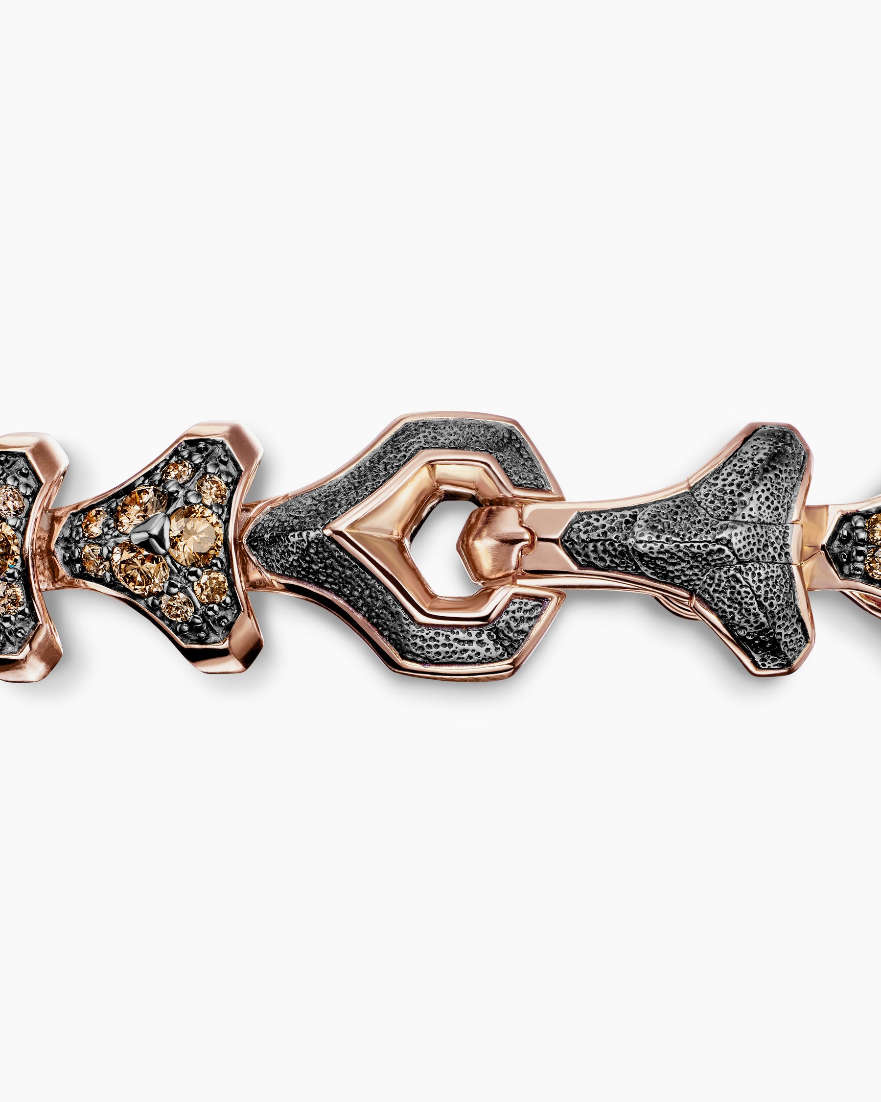 Armory Link Bracelet in 18K Rose Gold with Cognac Diamonds, 9.5mm - Image 7