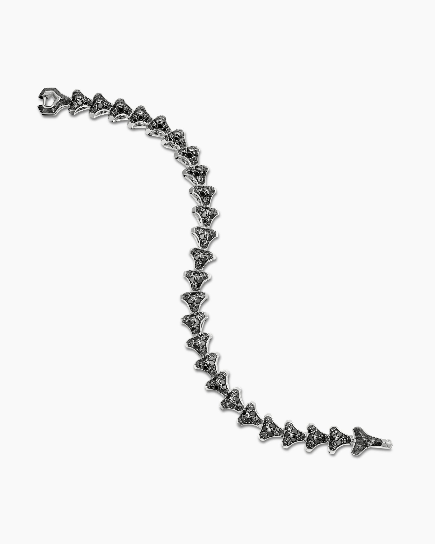 Armory Link Bracelet in Sterling Silver with Black Diamonds, 9.5mm - Image 3