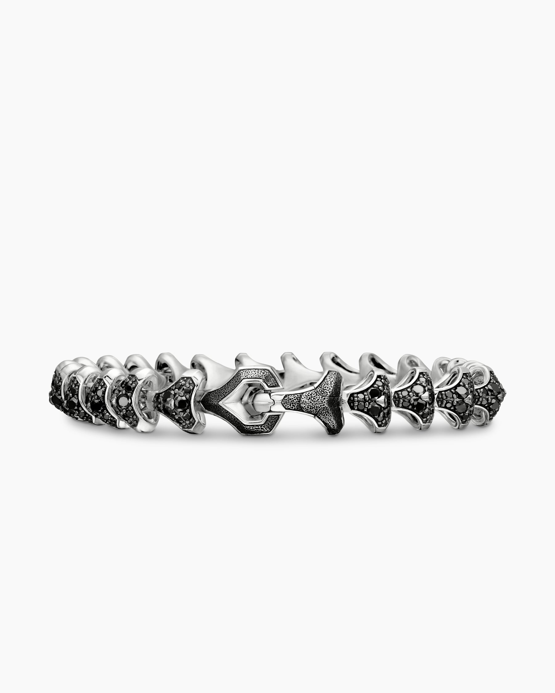 Armory Link Bracelet in Sterling Silver with Black Diamonds, 9.5mm - Image 6