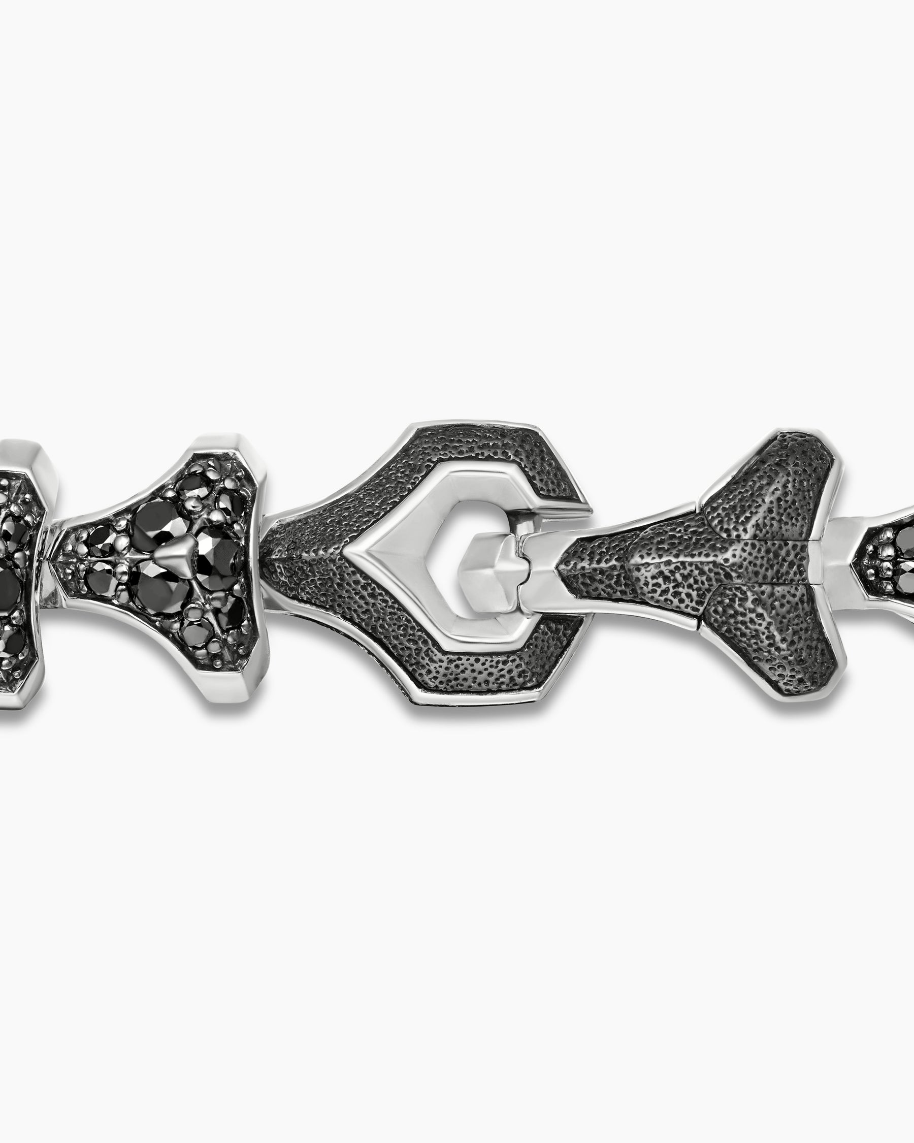 Armory Link Bracelet in Sterling Silver with Black Diamonds, 9.5mm - Image 7