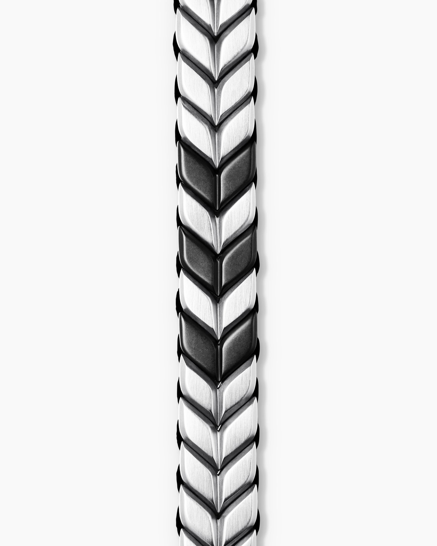 Chevron Woven Bracelet in Black Titanium with Sterling Silver and Black Nylon, 12mm - Image 5