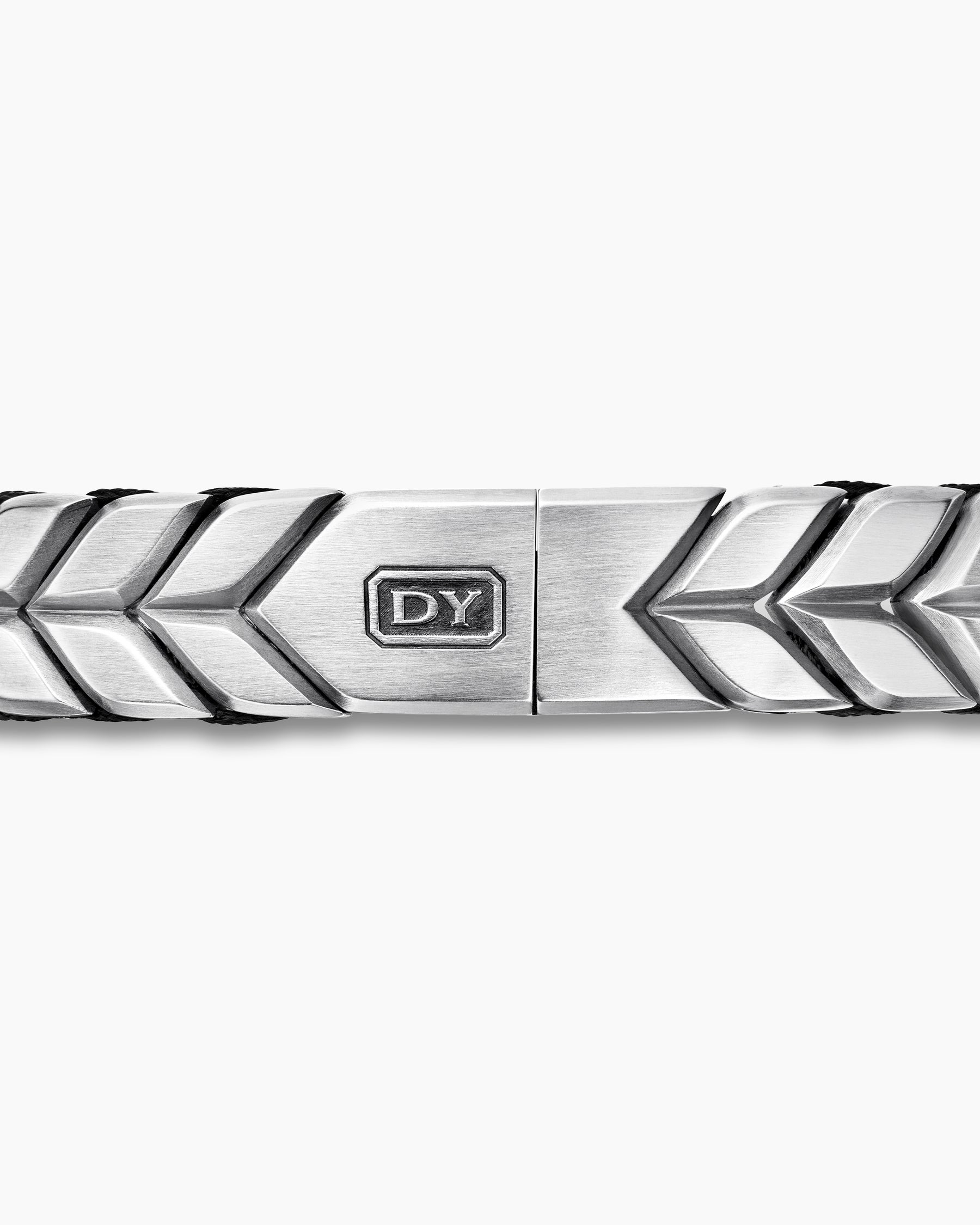 Chevron Woven Bracelet in Black Titanium with Sterling Silver and Black Nylon, 12mm - Image 7
