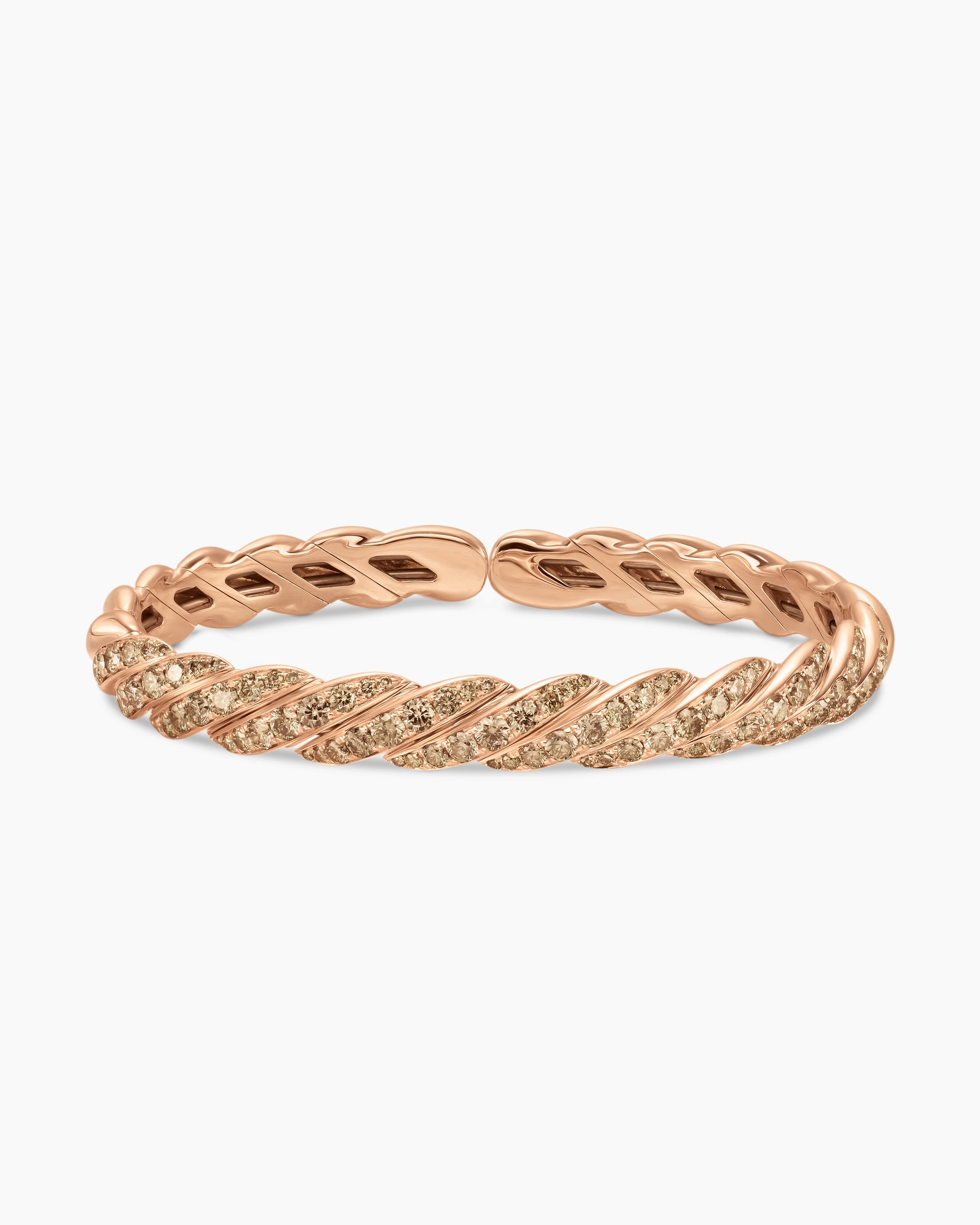 Sculpted Cable Flex Bracelet in 18K Rose Gold with Cognac Diamonds, 7.8mm - Image 4