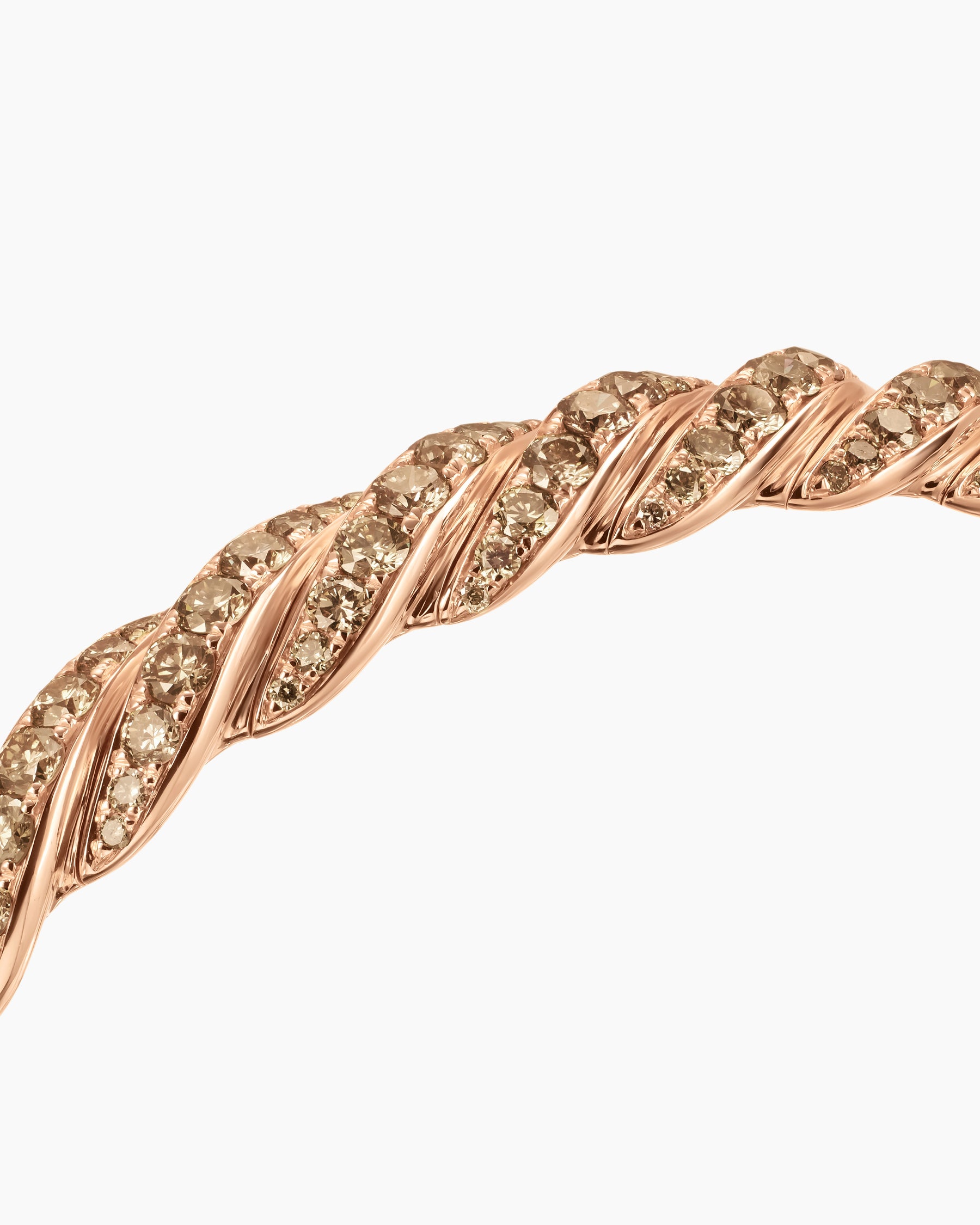 Sculpted Cable Flex Bracelet in 18K Rose Gold with Cognac Diamonds, 7.8mm - Image 5