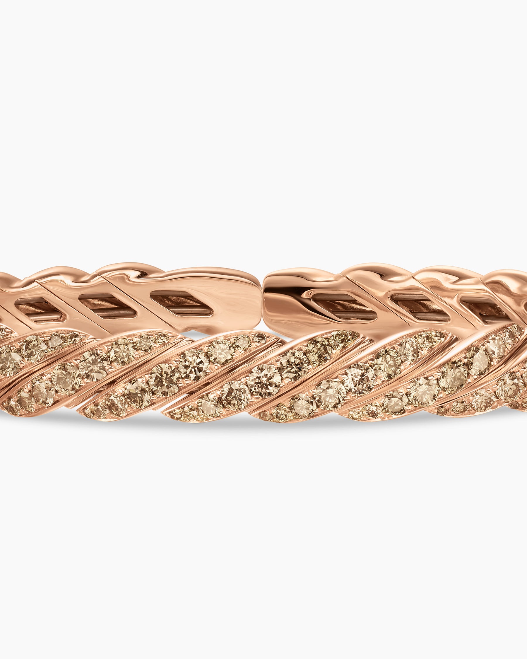 Sculpted Cable Flex Bracelet in 18K Rose Gold with Cognac Diamonds, 7.8mm - Image 6