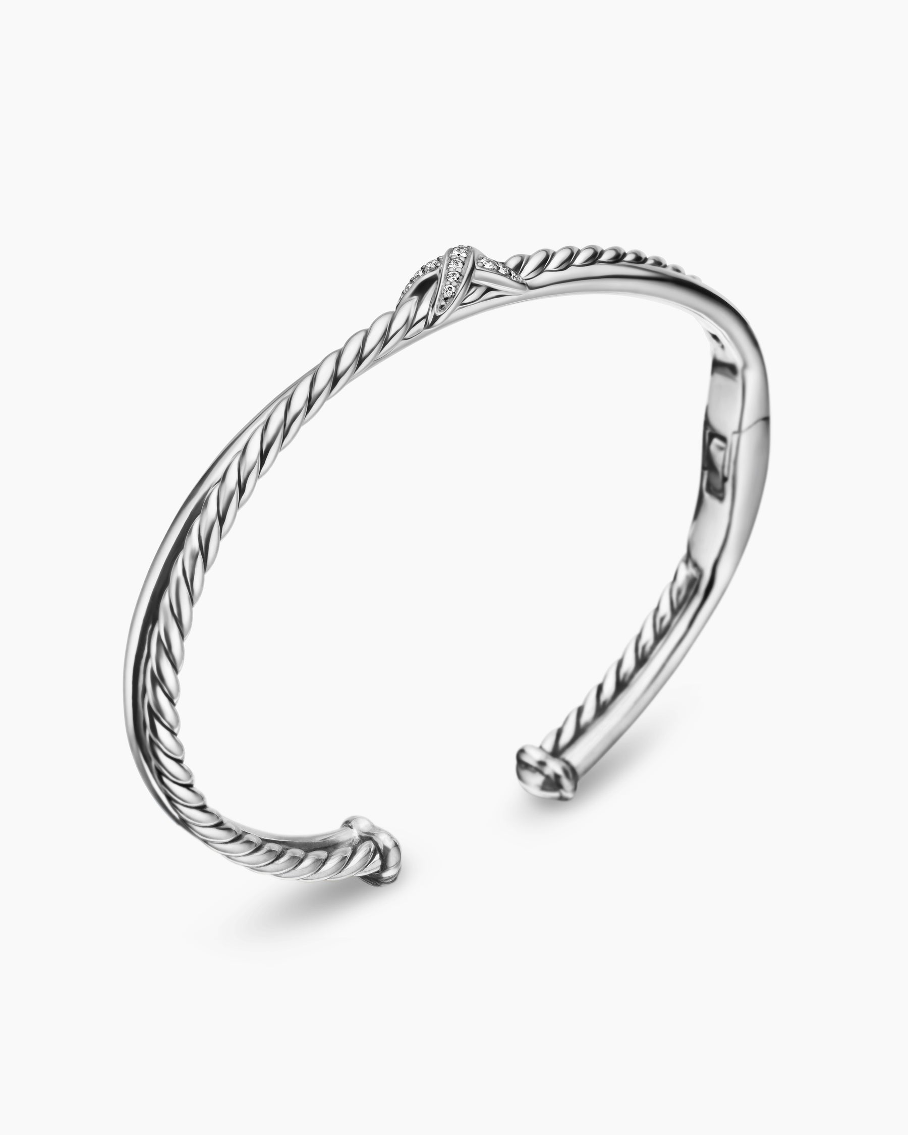 Petite X Center Station Bracelet in Sterling Silver with Diamonds, 5.2mm - Image 3